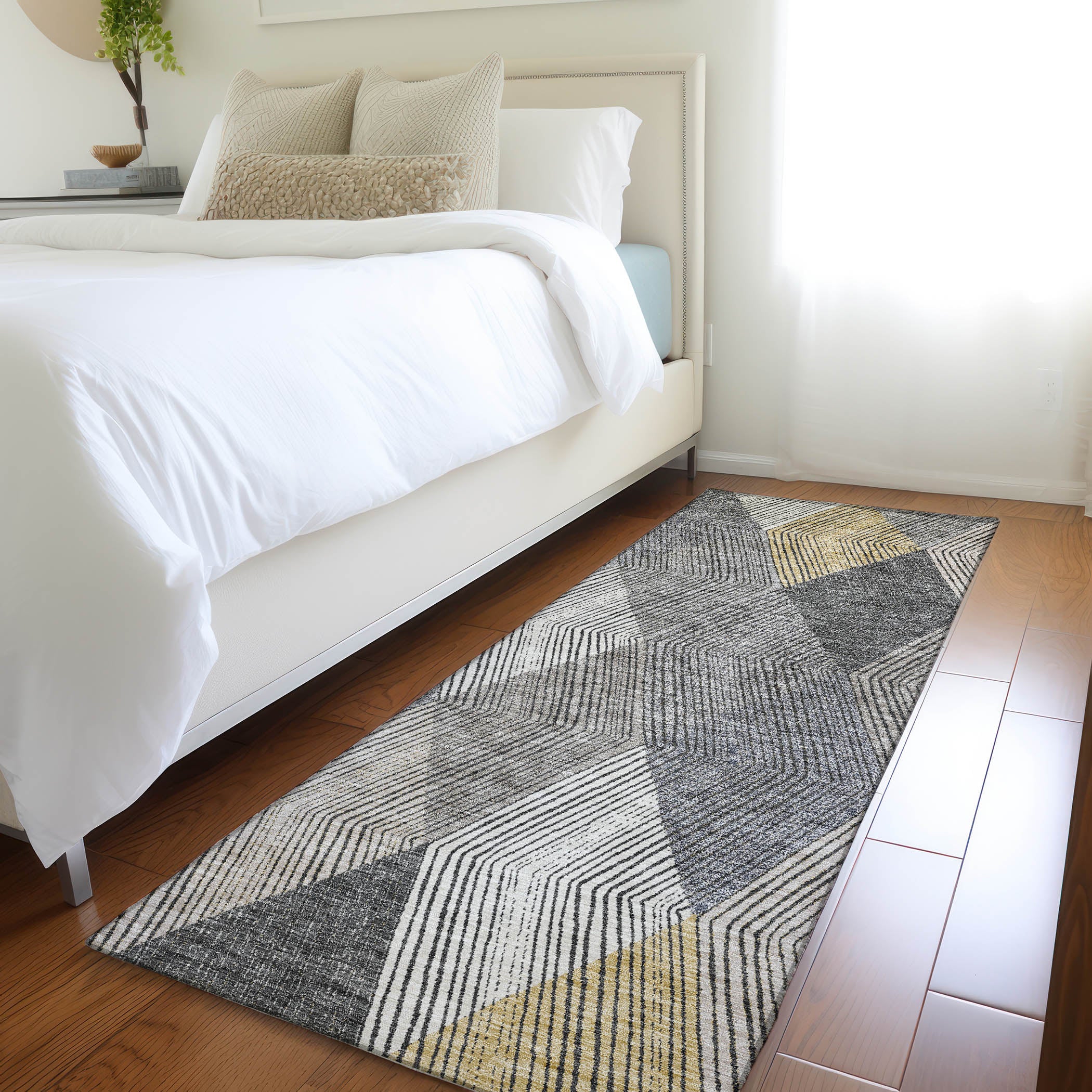 Seville Machine Washable Transitional Pewter Gray Rug 2'3" x 7'6" #shape_Runner