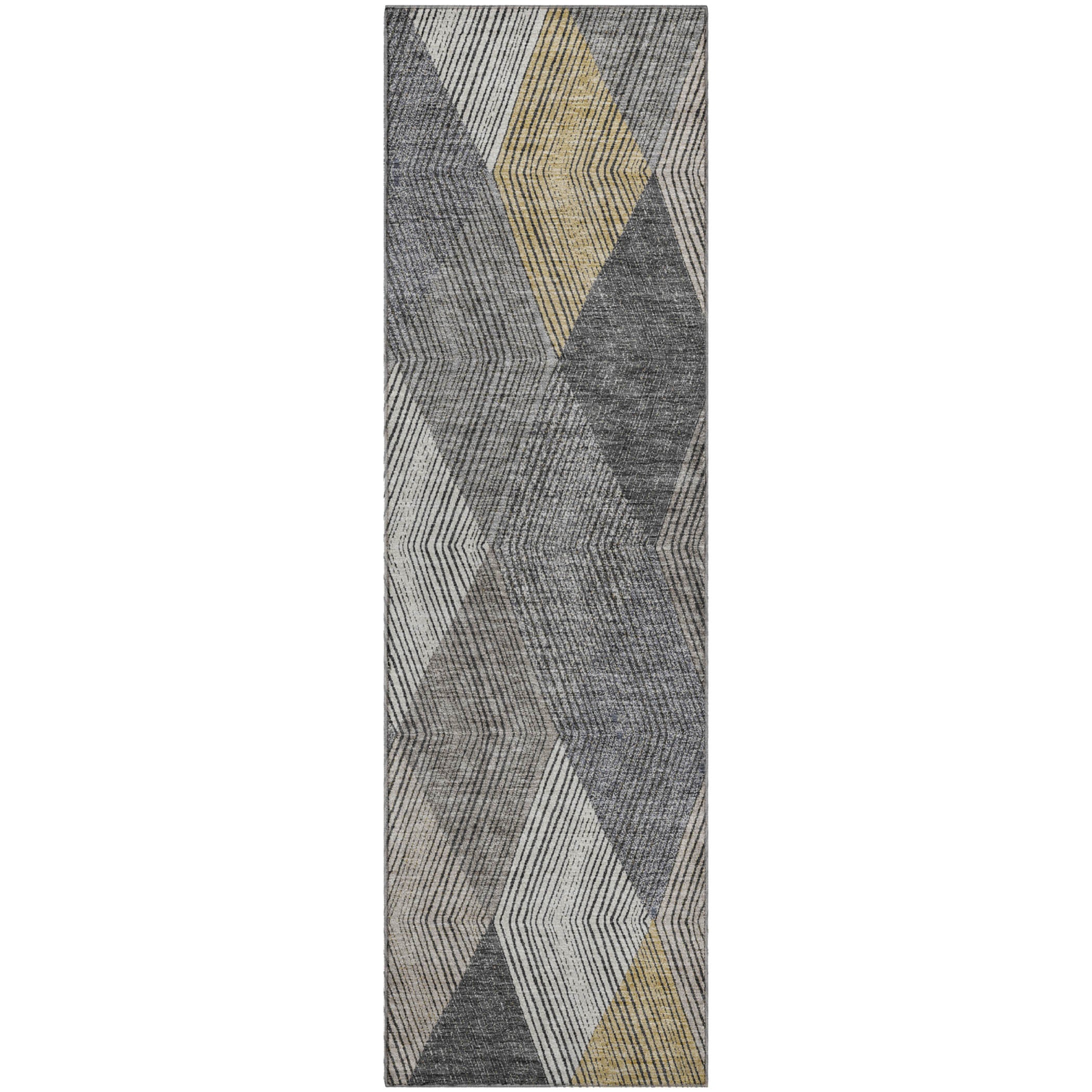 Seville Machine Washable Transitional Pewter Gray Rug 2'3" x 7'6" #shape_Runner