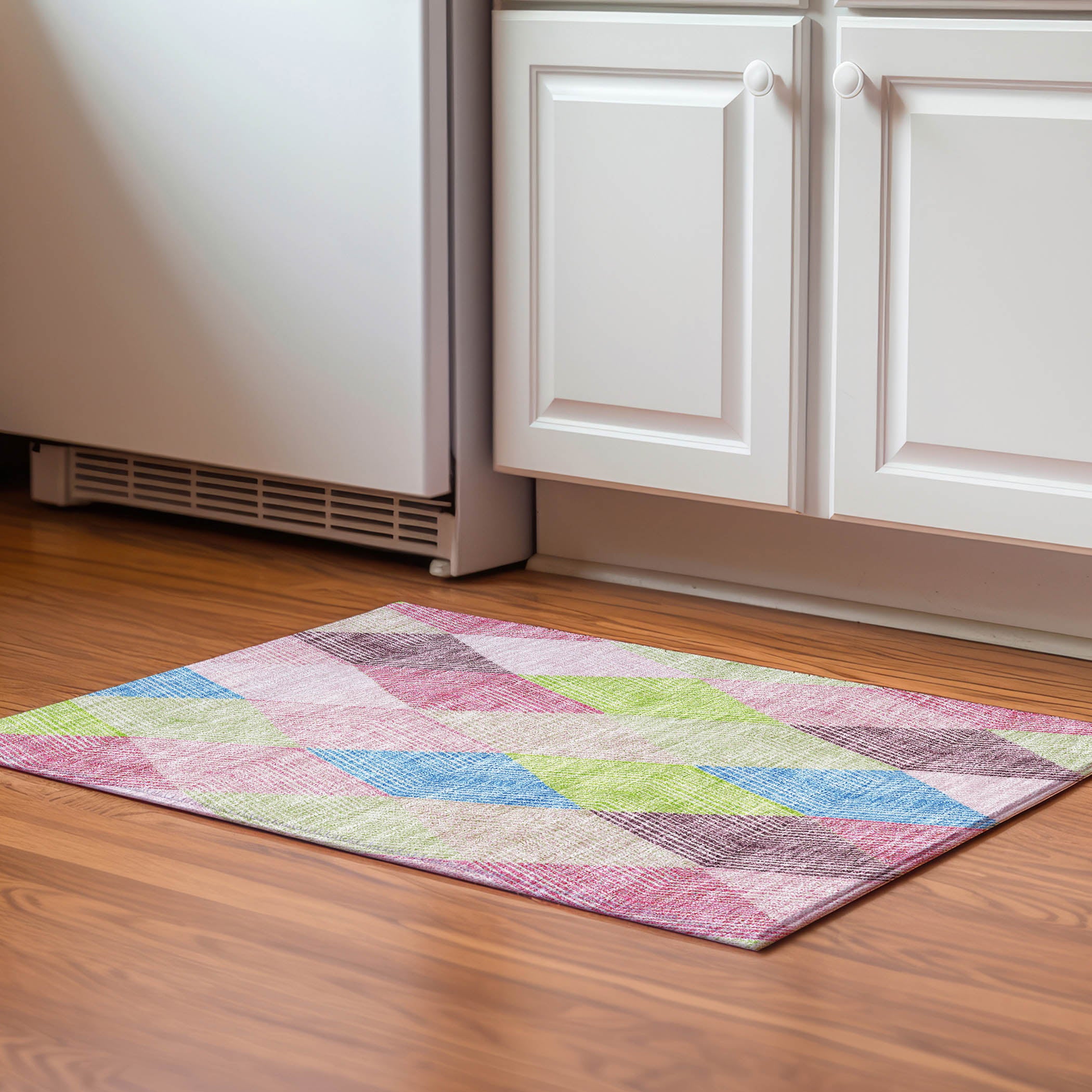 Seville Machine Washable Transitional Pink Rug 1'8" x 2'6" #shape_Rectangle
