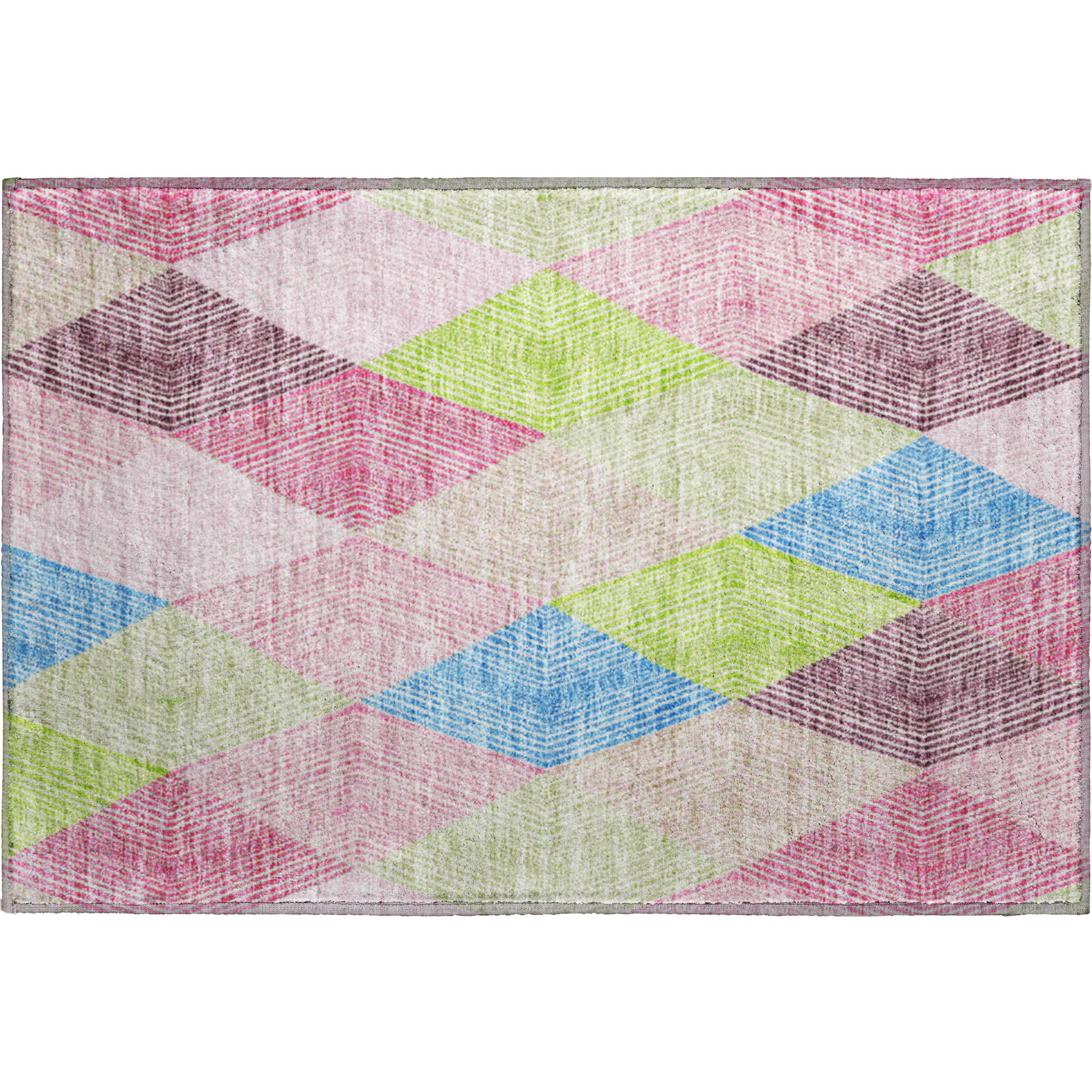 Seville Machine Washable Transitional Pink Rug 1'8" x 2'6" #shape_Rectangle