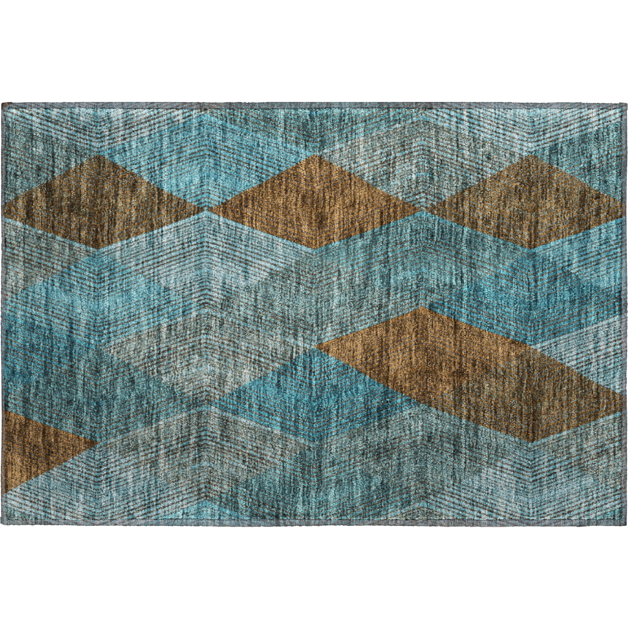 Seville Machine Washable Transitional Teal Rug 1'8" x 2'6" #shape_Rectangle