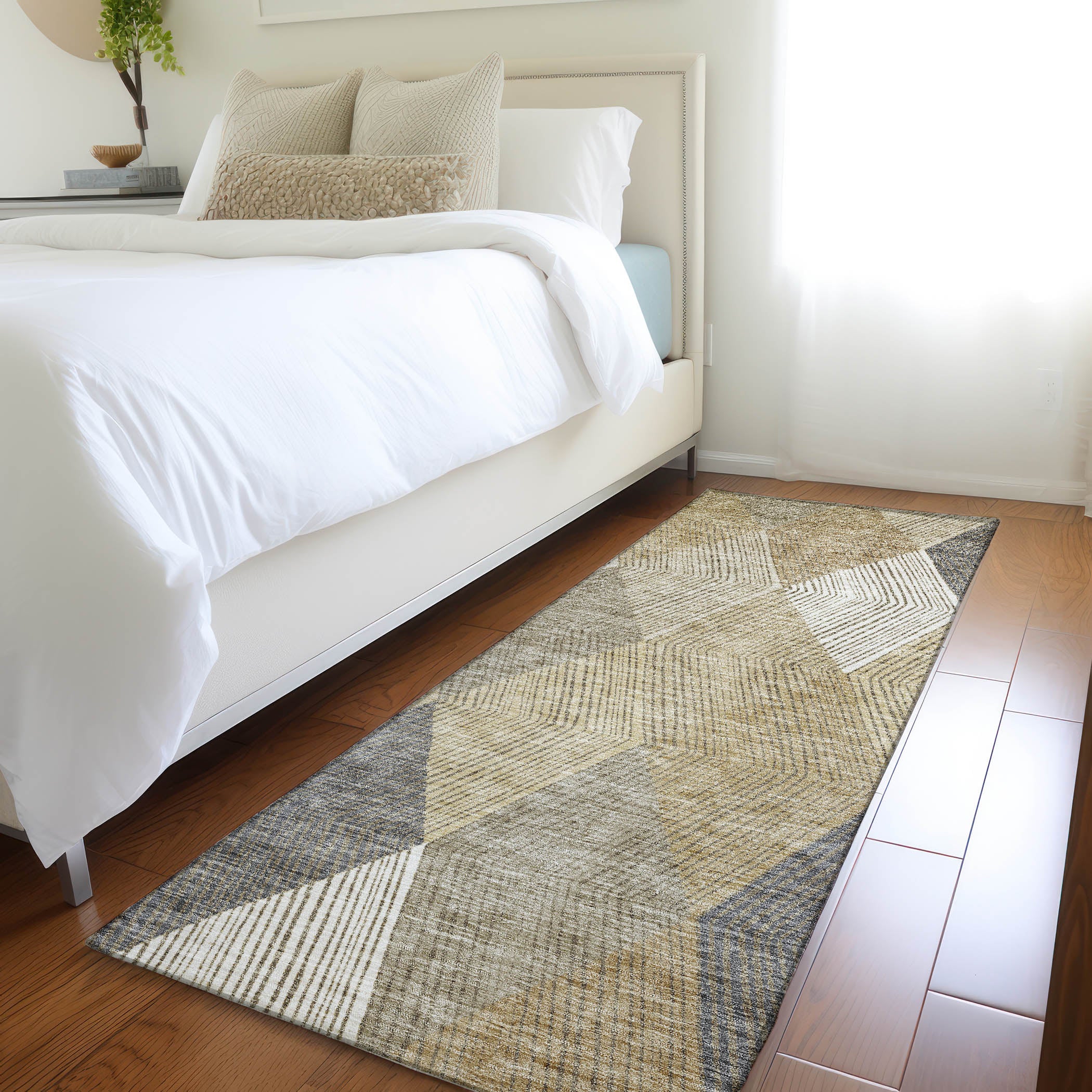 Seville Machine Washable Transitional Wheat Gold Rug 2'3" x 7'6" #shape_Runner