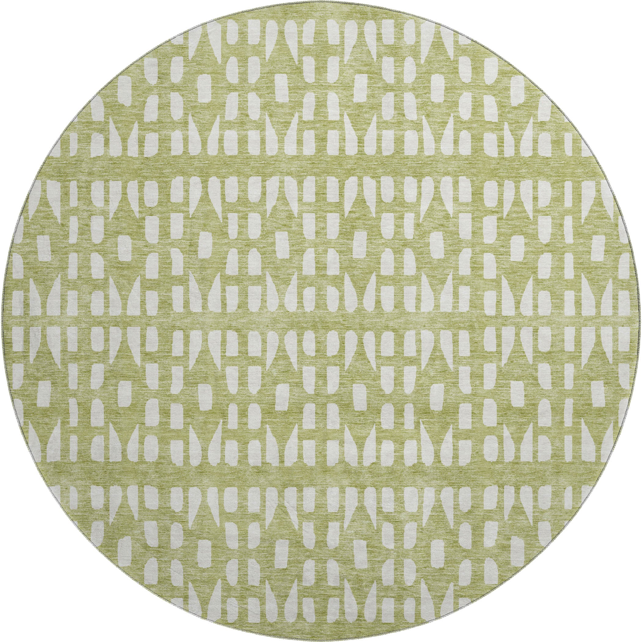 Kathmandu Machine Washable Transitional Aloe Green Rug 8' x 8' #shape_Round