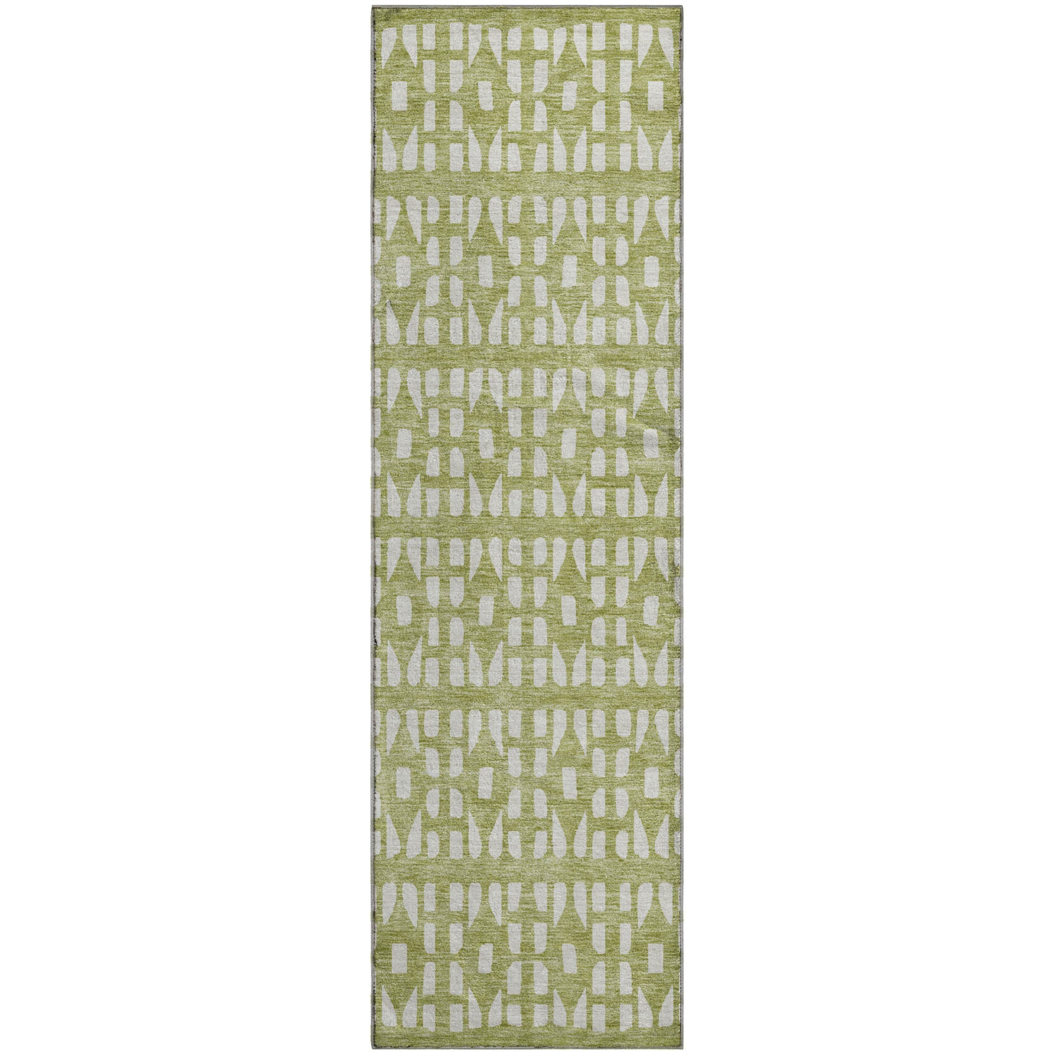 Kathmandu Machine Washable Transitional Aloe Green Rug 2'3" x 7'6" #shape_Runner