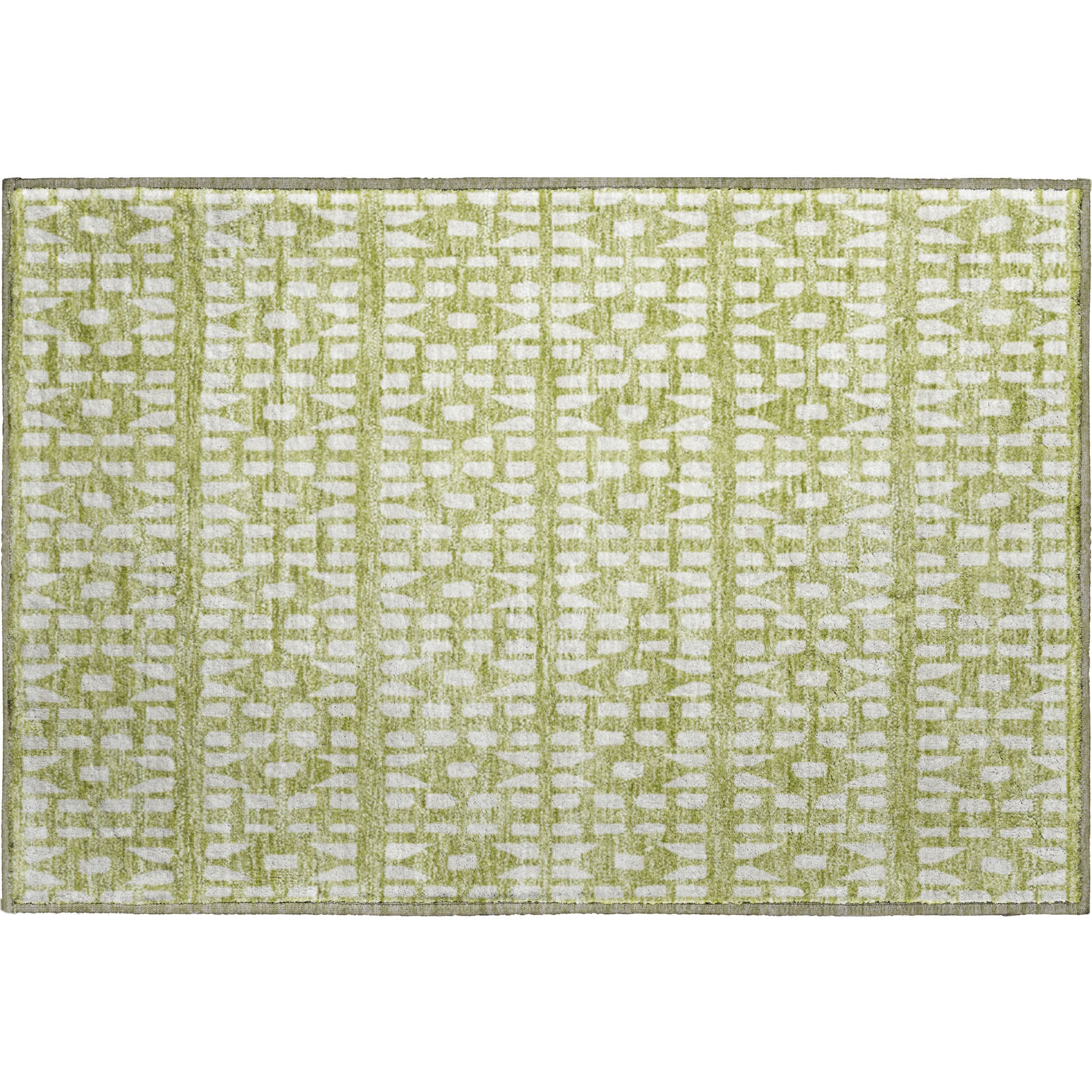 Kathmandu Machine Washable Transitional Aloe Green Rug 1'8" x 2'6" #shape_Rectangle