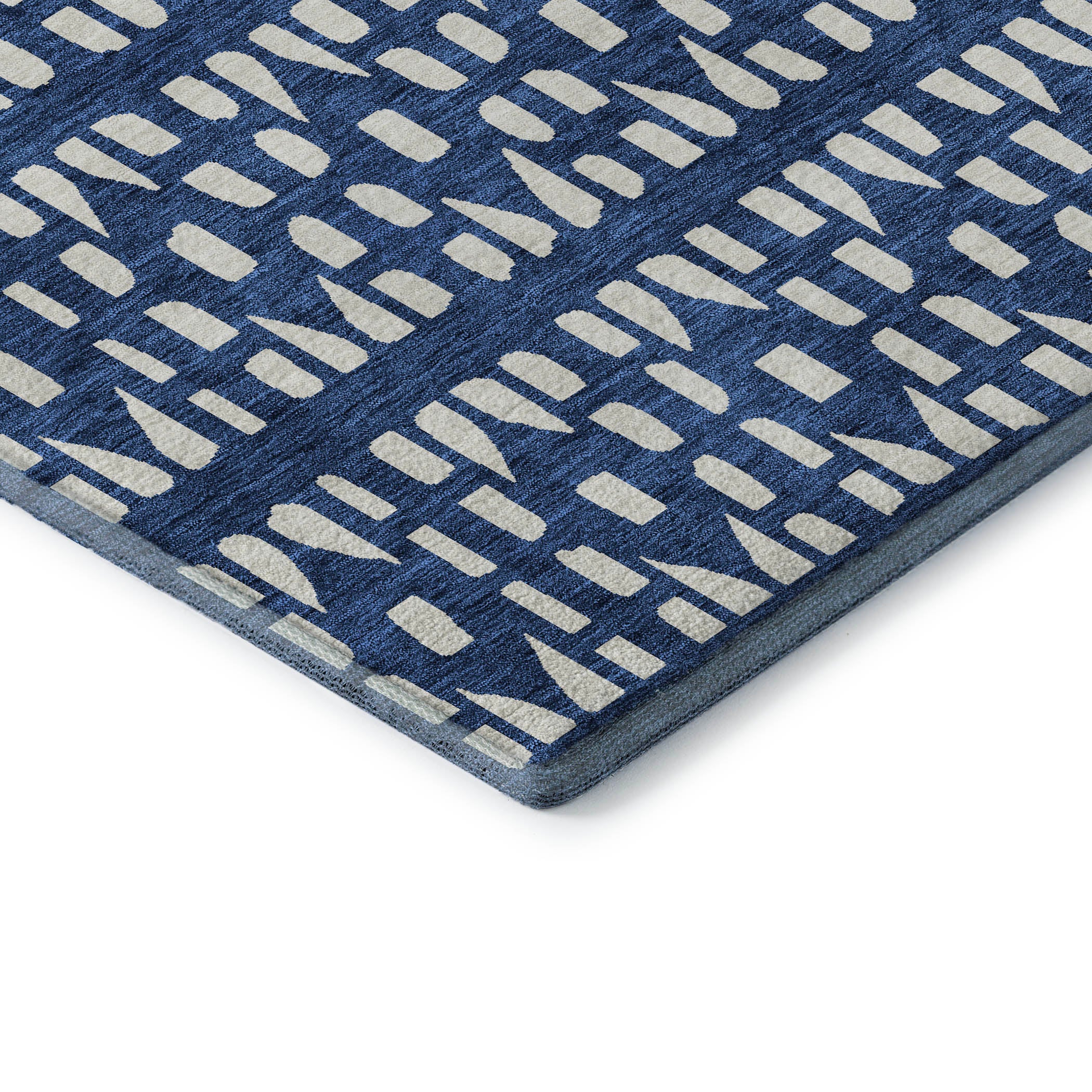Kathmandu Machine Washable Transitional Navy Blue Rug 1'8" x 2'6" #shape_Rectangle