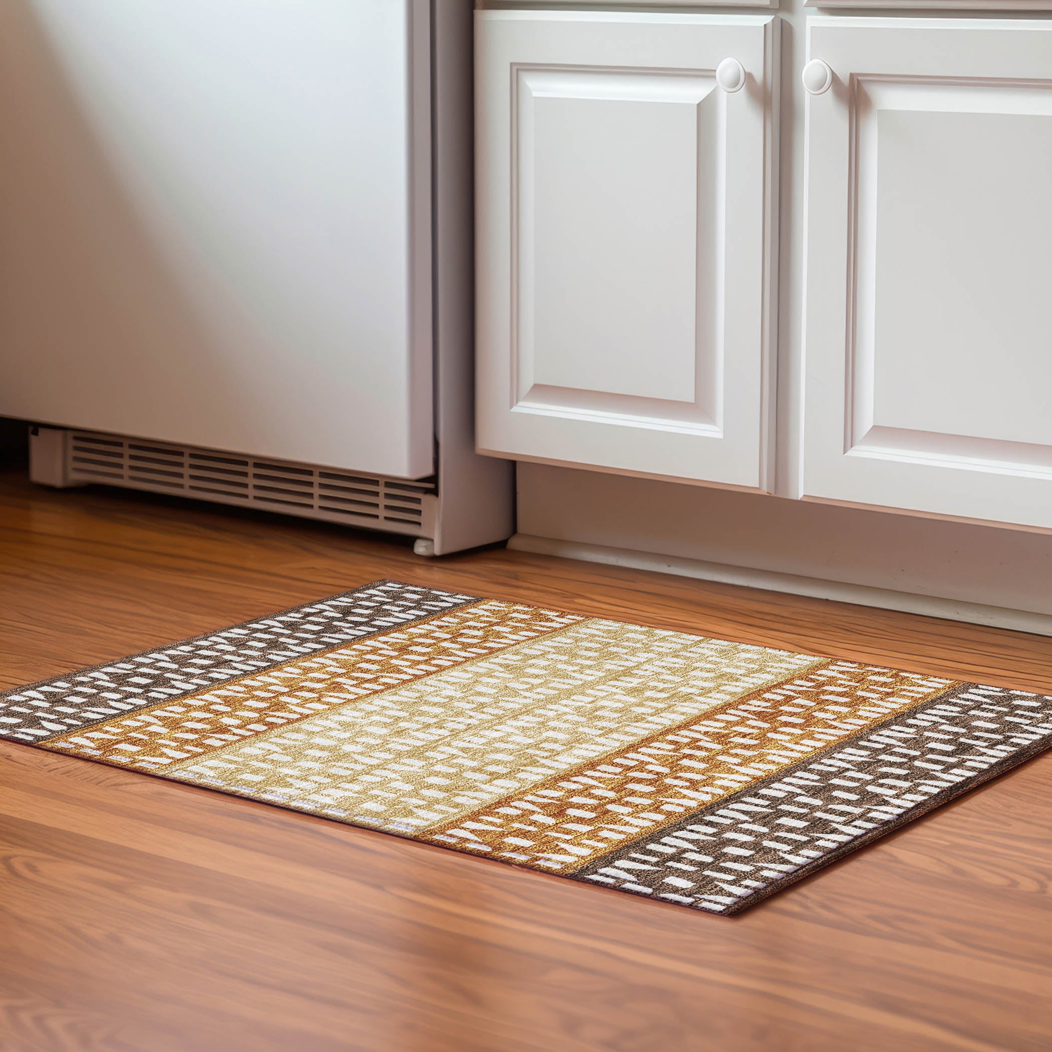 Florence Machine Washable Transitional Coffee Brown Rug 1'8" x 2'6" #shape_Rectangle