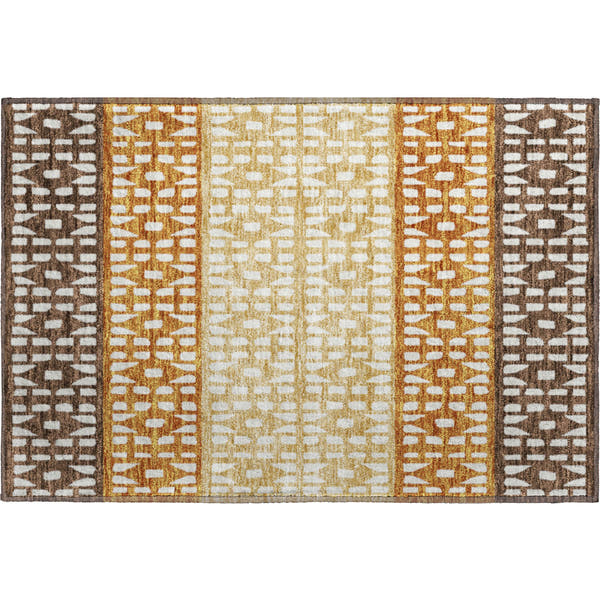 Florence Machine Washable Transitional Coffee Brown Rug 1'8" x 2'6"