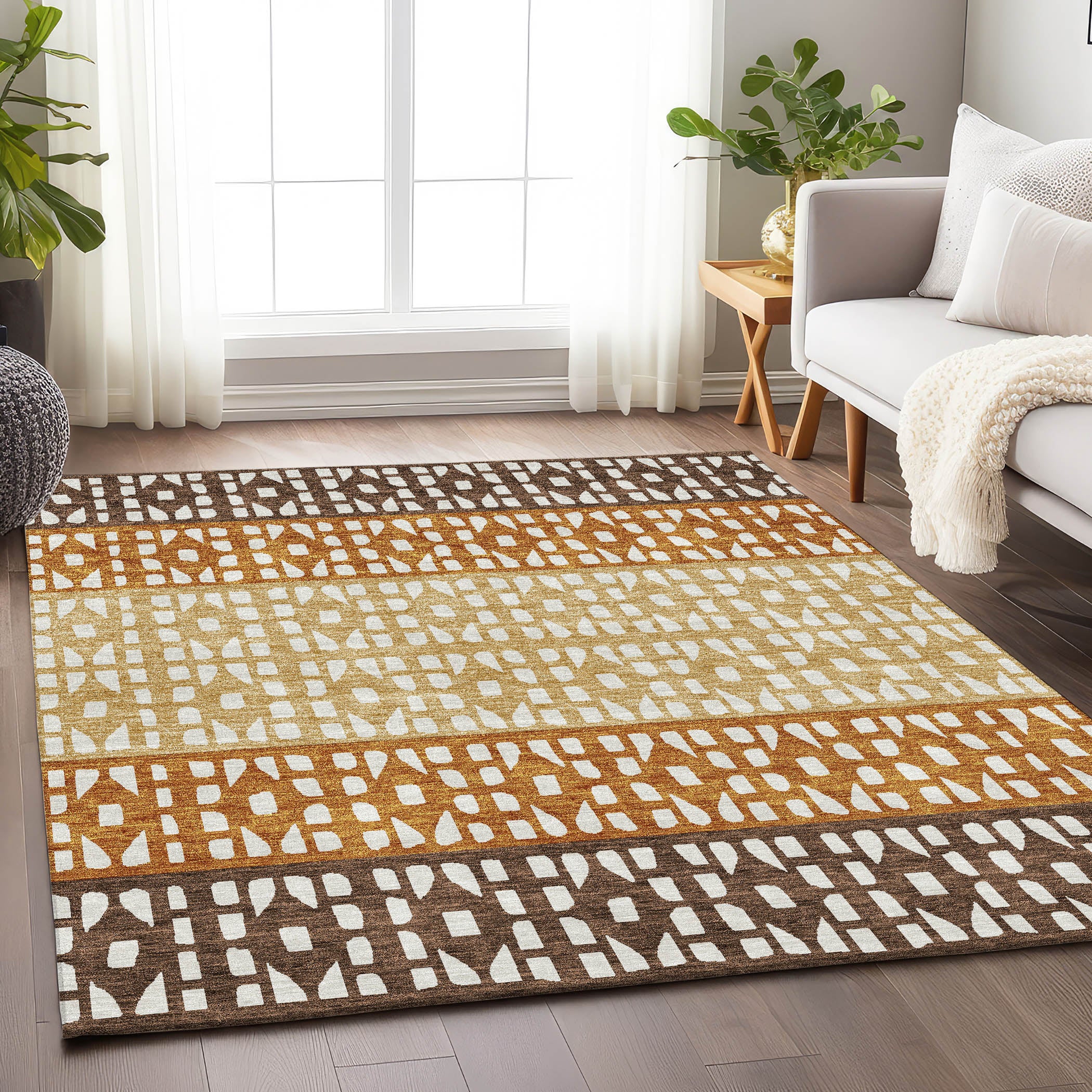Florence Machine Washable Transitional Coffee Brown Rug 2'6" x 3'10" #shape_Rectangle