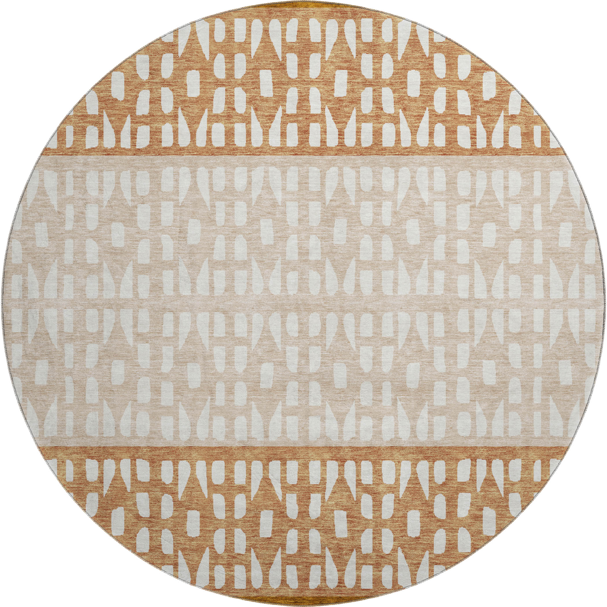 Florence Machine Washable Transitional Paprika Orange Rug 8' x 8' #shape_Round