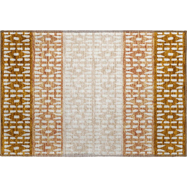 Florence Machine Washable Transitional Paprika Orange Rug 1'8" x 2'6"