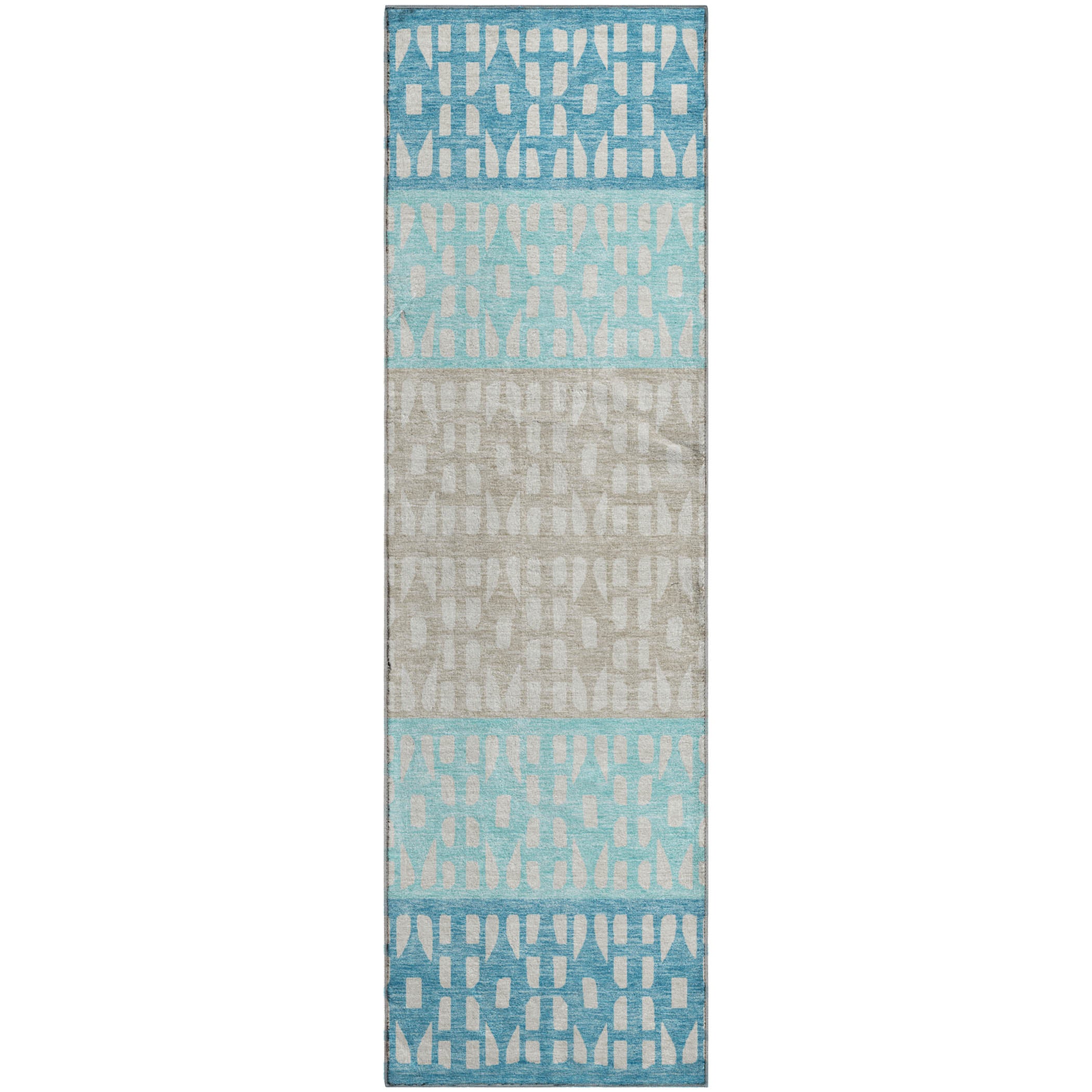 Florence Machine Washable Transitional Teal Rug 2'3" x 7'6" #shape_Runner