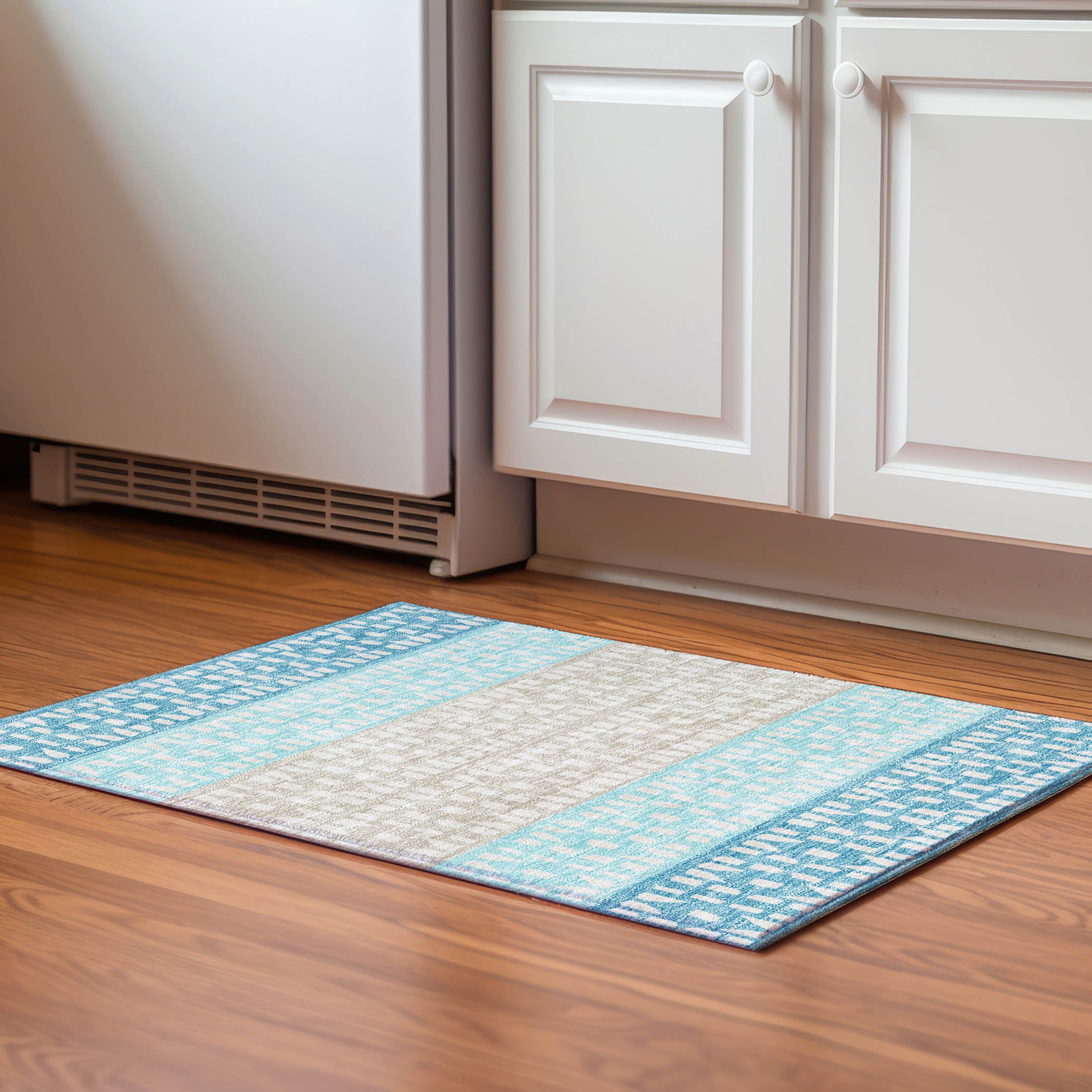 Florence Machine Washable Transitional Teal Rug 1'8" x 2'6" #shape_Rectangle