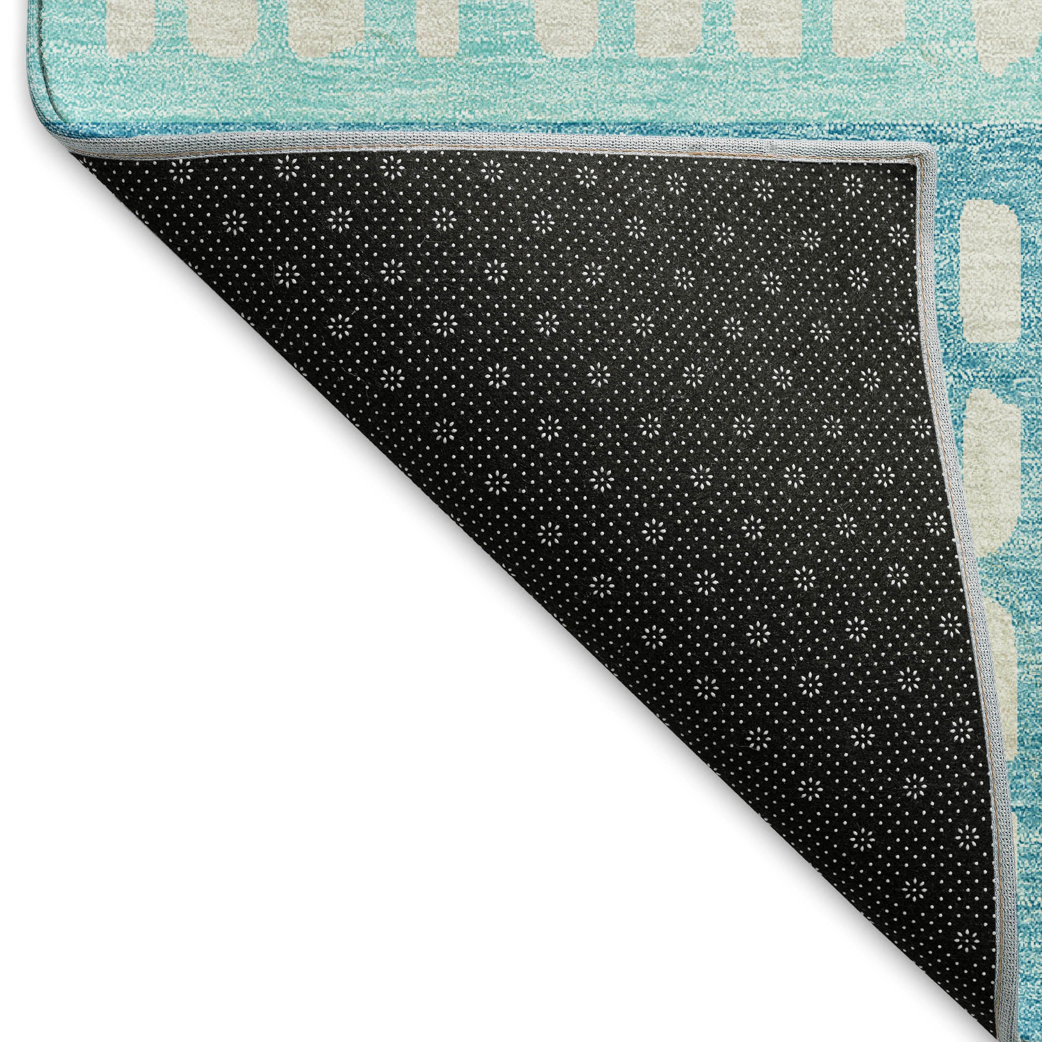 Florence Machine Washable Transitional Teal Rug 1'8" x 2'6" #shape_Rectangle