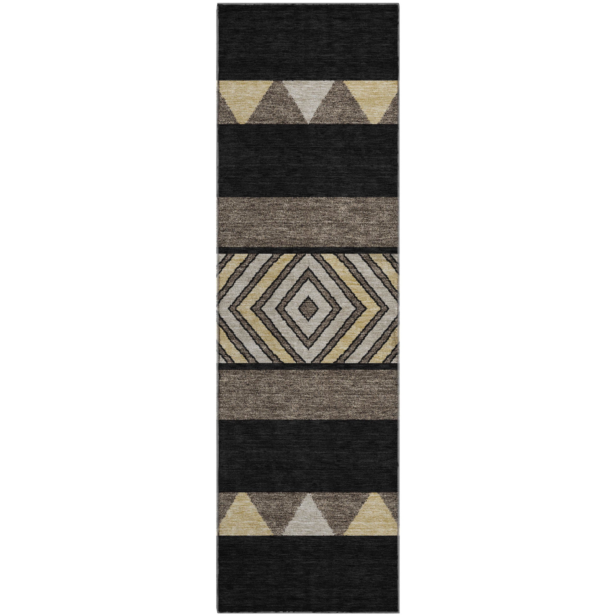 Kotor Machine Washable Transitional Black Rug 2'3" x 7'6" #shape_Runner