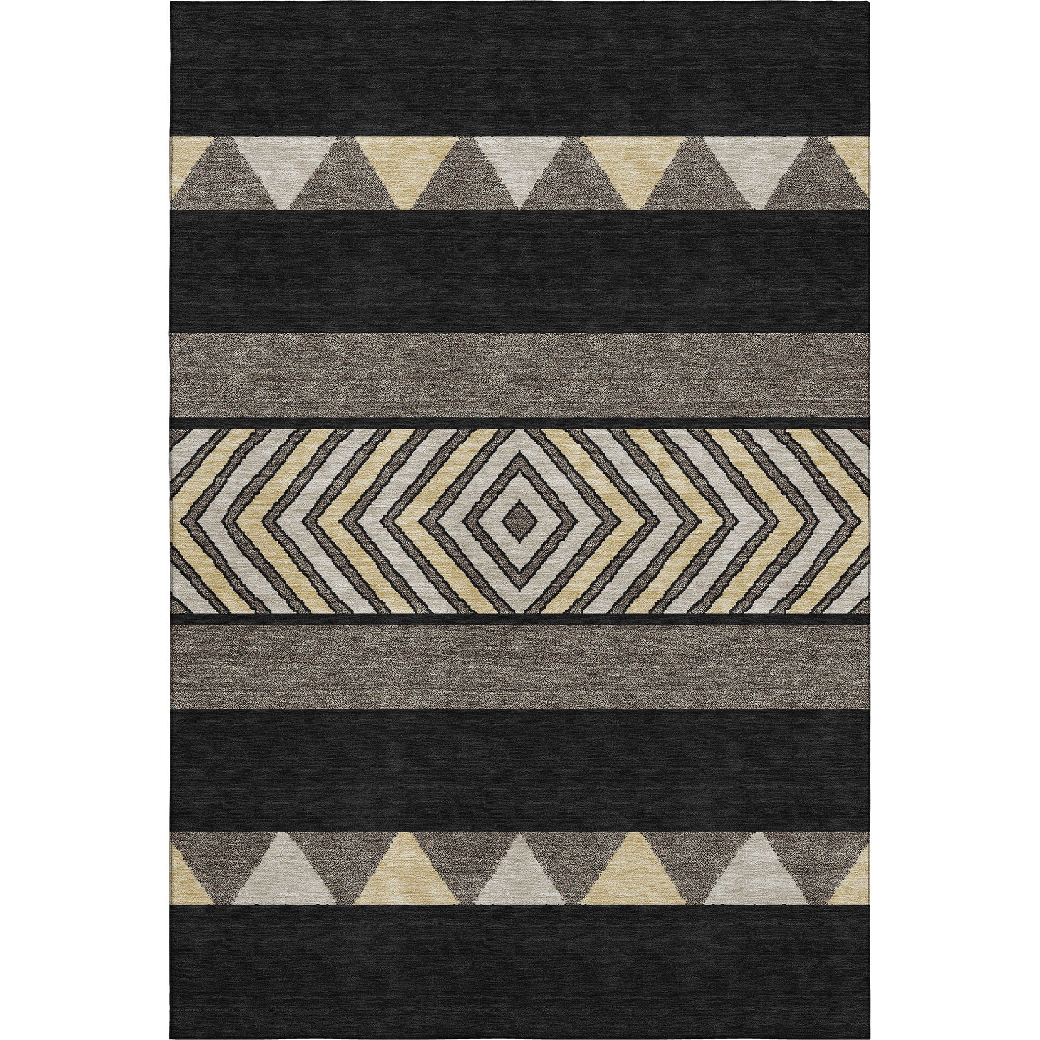Kotor Machine Washable Transitional Black Rug 2'6" x 3'10" #shape_Rectangle