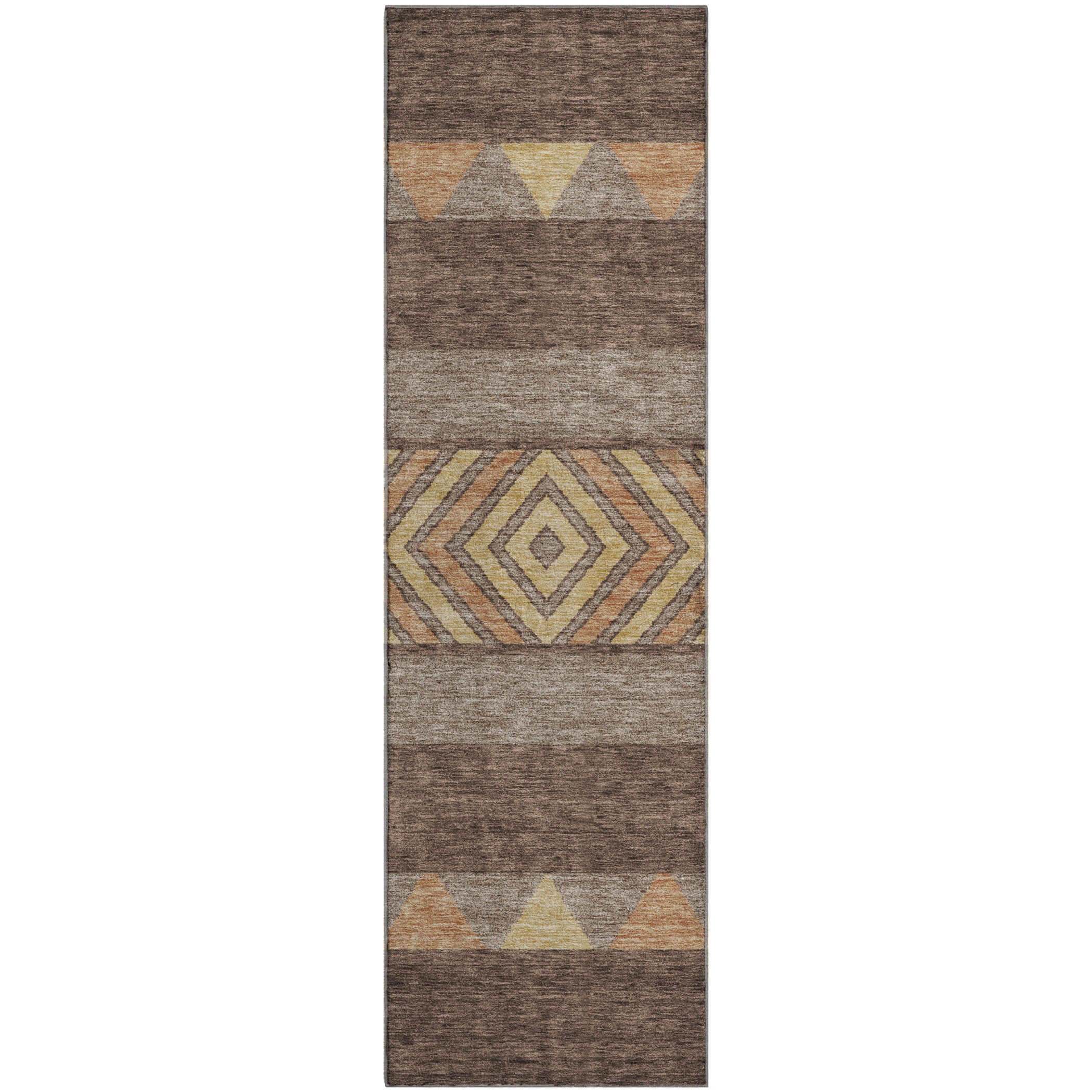Kotor Machine Washable Transitional Brown Rug 2'3" x 7'6" #shape_Runner