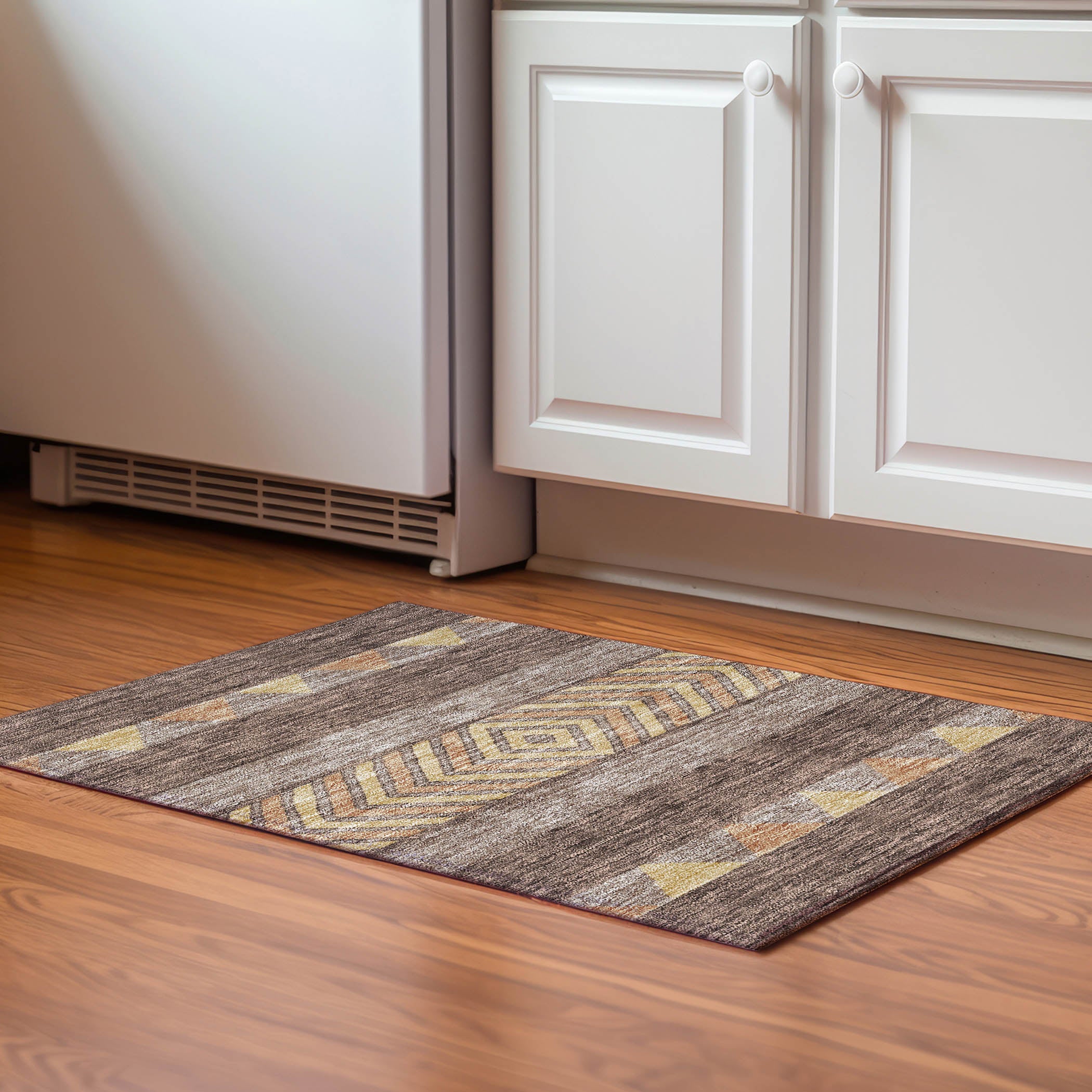 Kotor Machine Washable Transitional Brown Rug 1'8" x 2'6" #shape_Rectangle