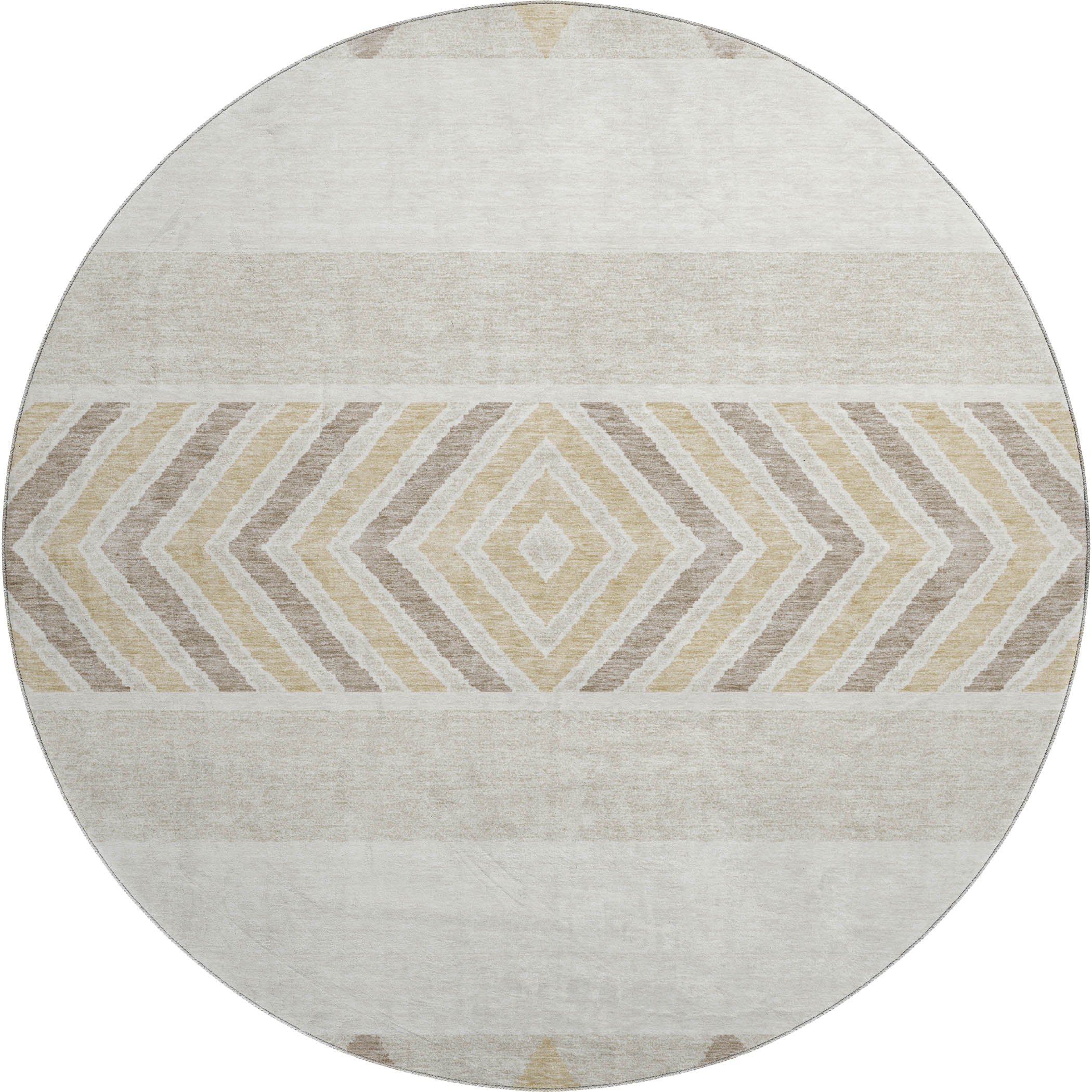 Kotor Machine Washable Transitional Ivory Rug 8' x 8' #shape_Round