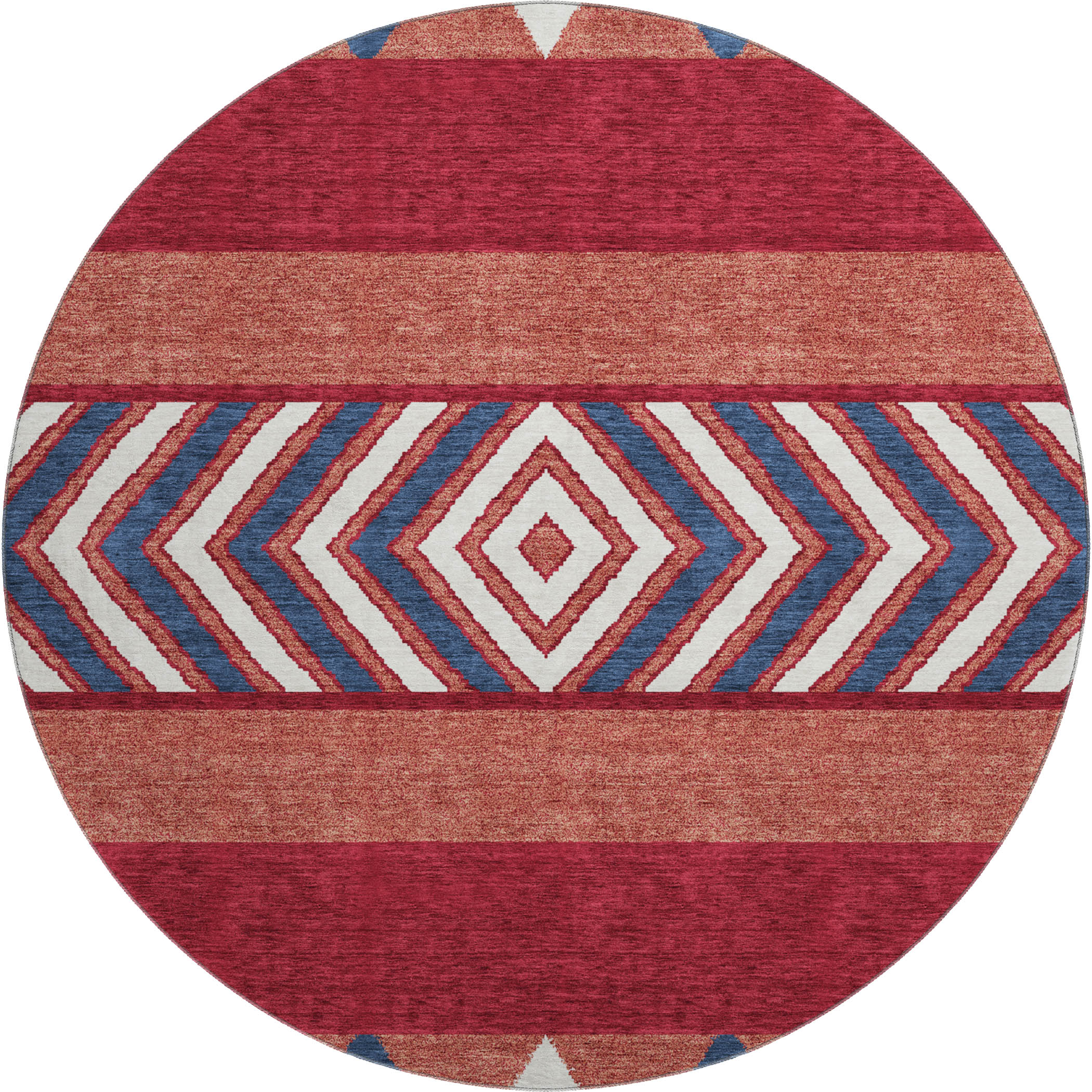 Kotor Machine Washable Transitional Red Rug 8' x 8' #shape_Round