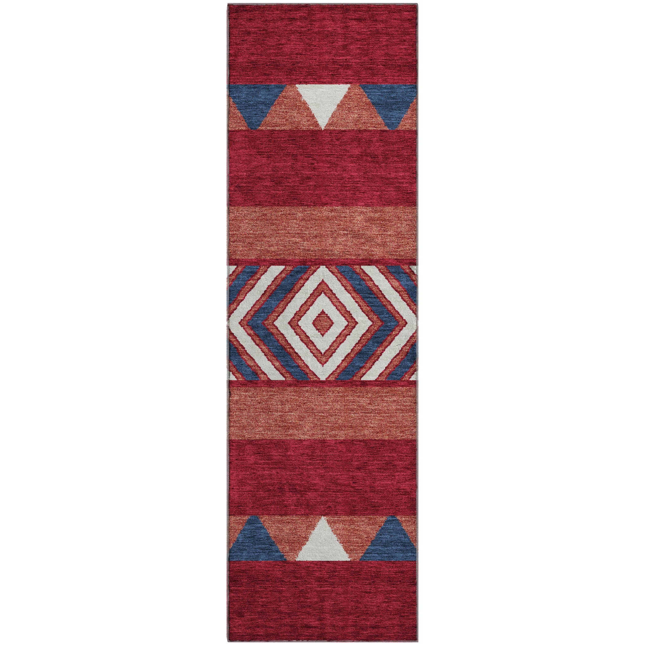 Kotor Machine Washable Transitional Red Rug 2'3" x 7'6" #shape_Runner