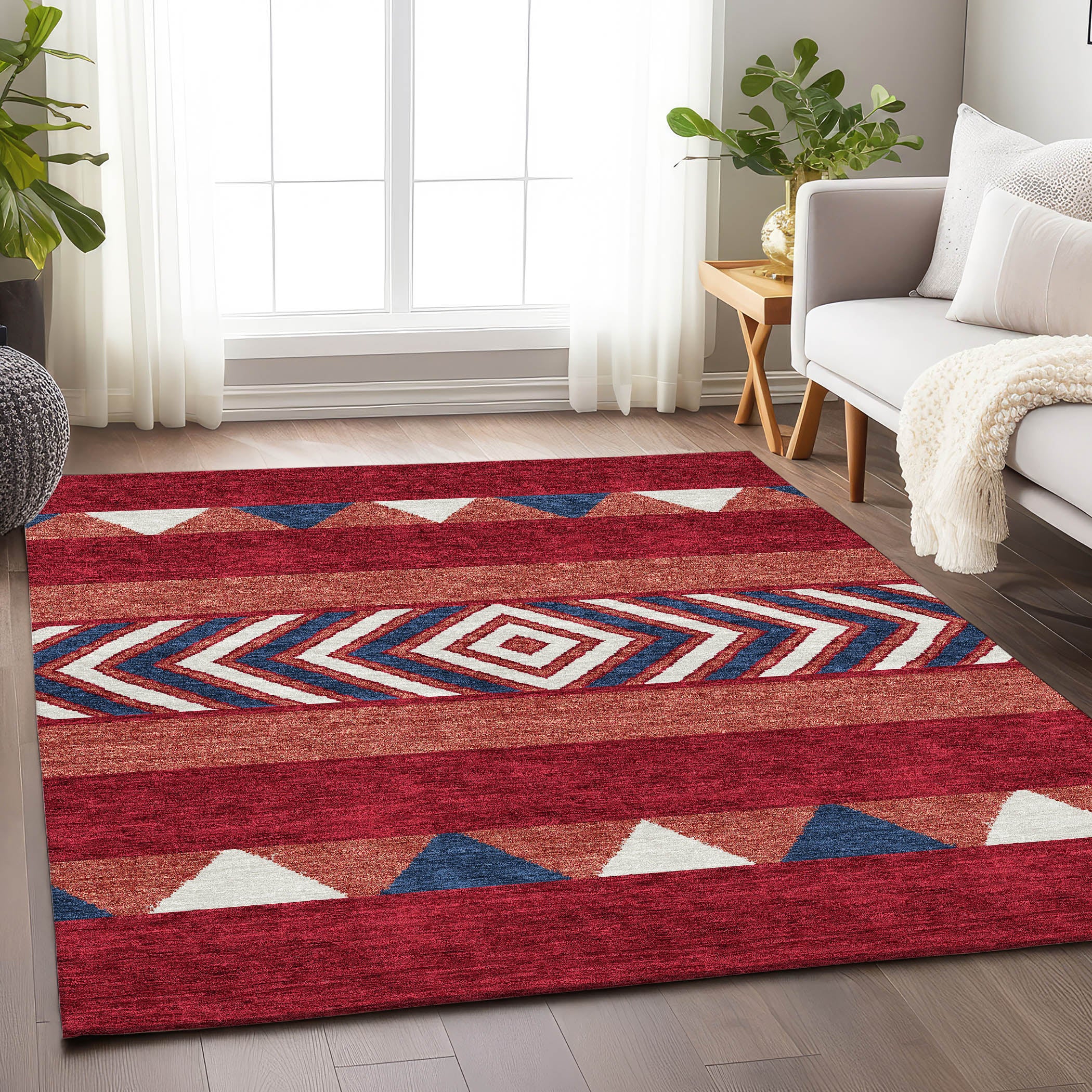 Kotor Machine Washable Transitional Red Rug 2'6" x 3'10" #shape_Rectangle
