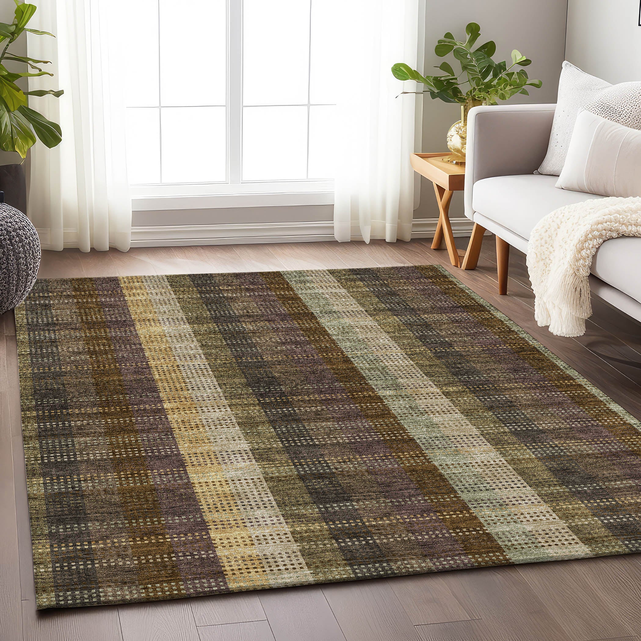 Lisbon Machine Washable Transitional Brown Rug 2'6" x 3'10" #shape_Rectangle