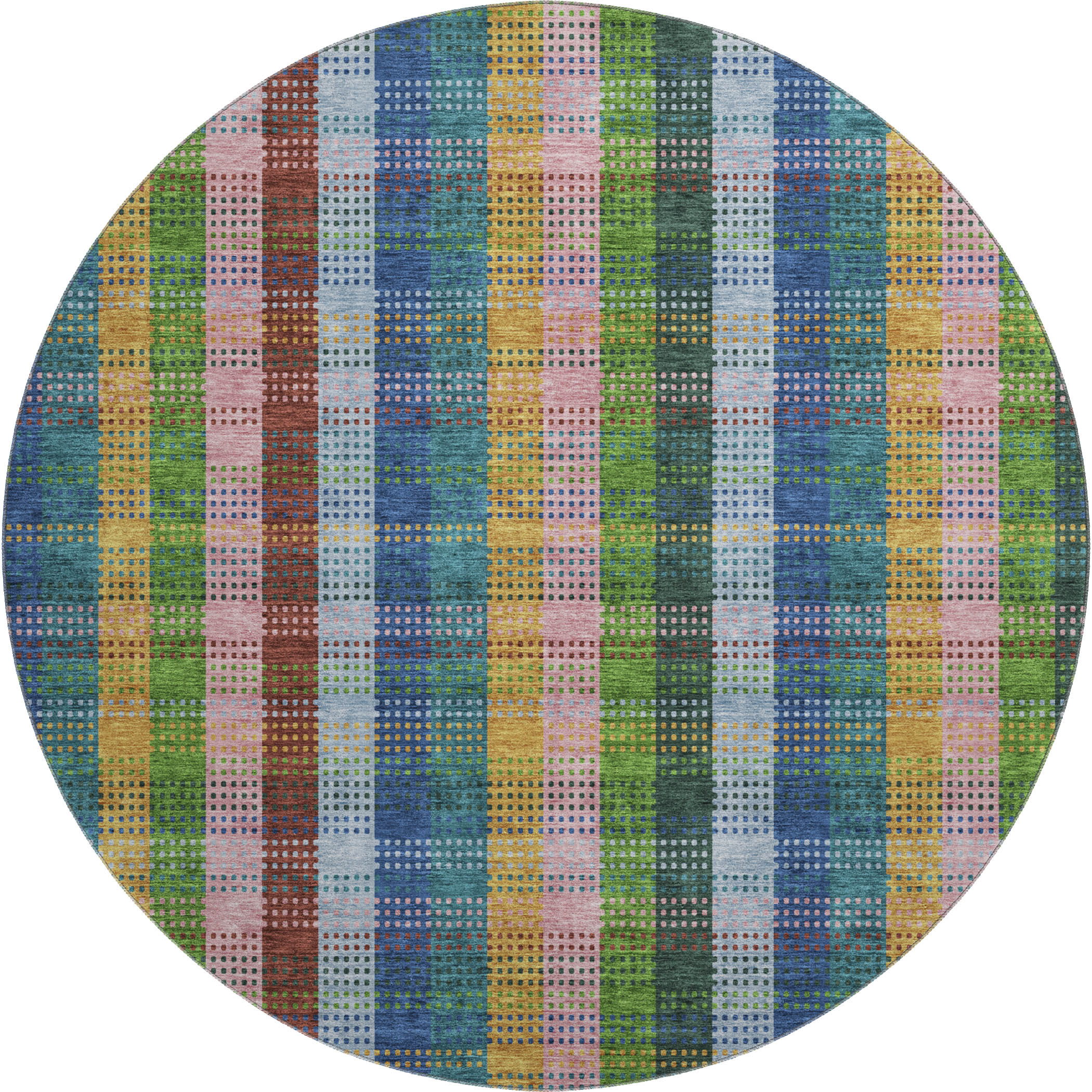 Lisbon Machine Washable Transitional Navy Blue Rug 8' x 8' #shape_Round