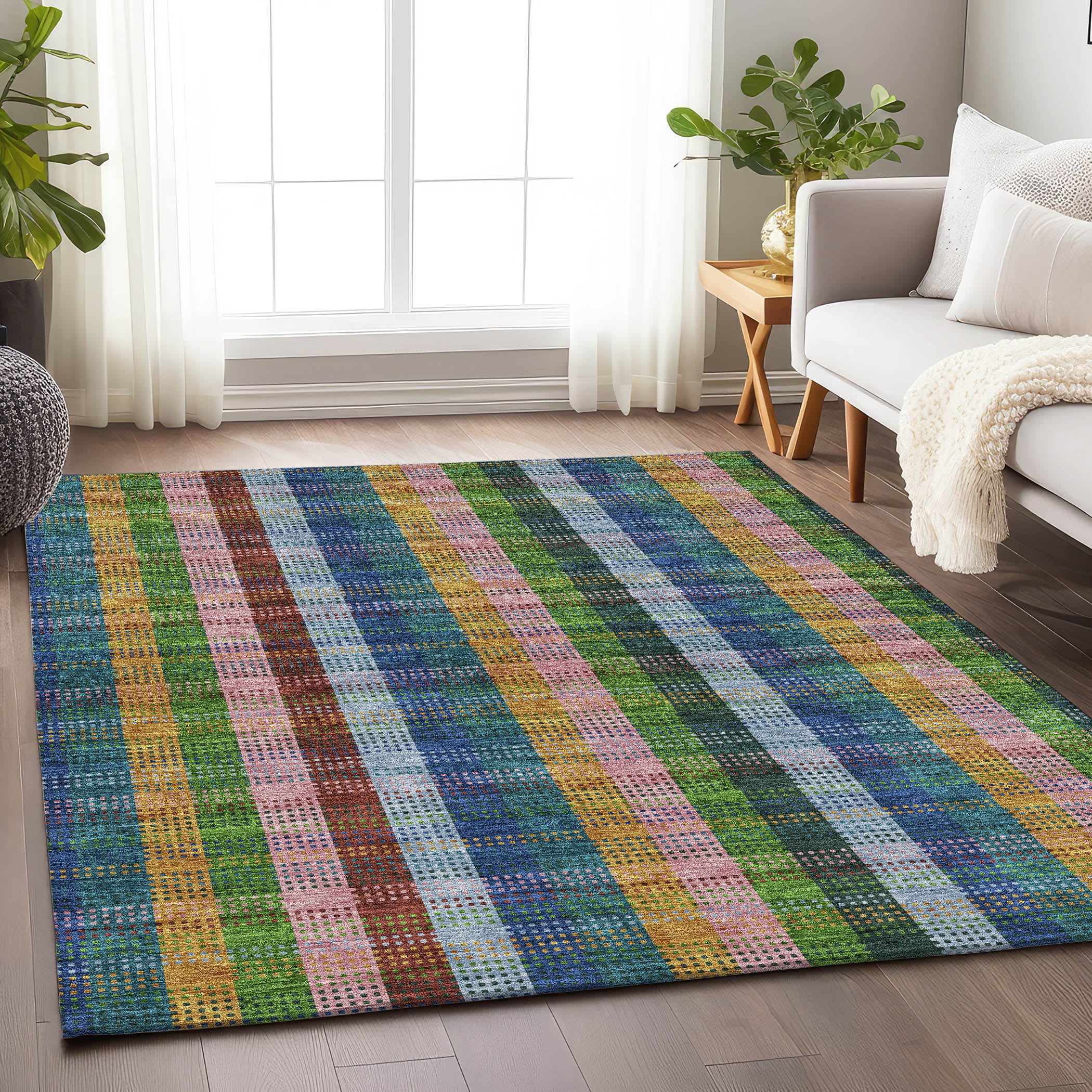 Lisbon Machine Washable Transitional Navy Blue Rug 2'6" x 3'10" #shape_Rectangle