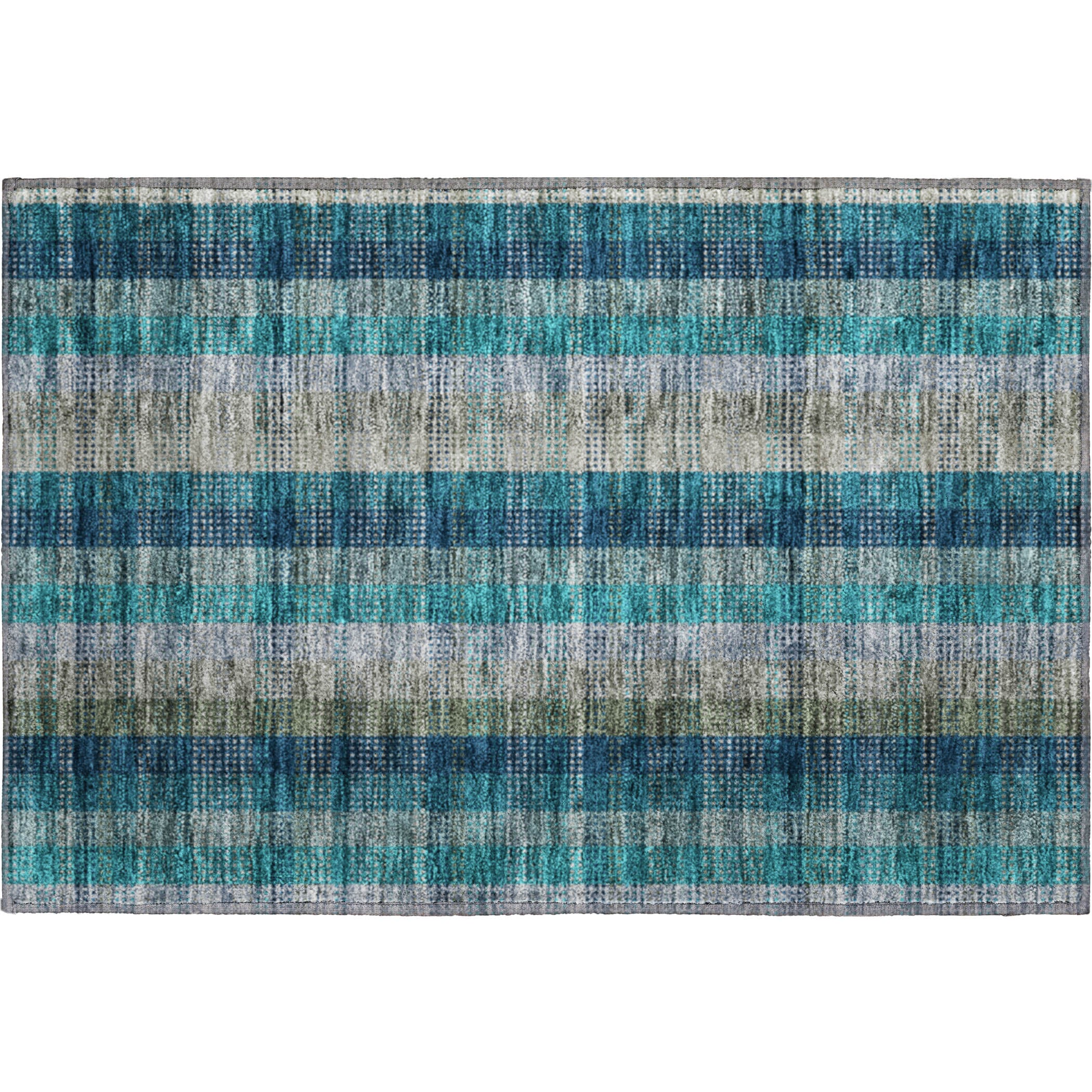 Lisbon Machine Washable Transitional Teal Rug 1'8" x 2'6" #shape_Rectangle