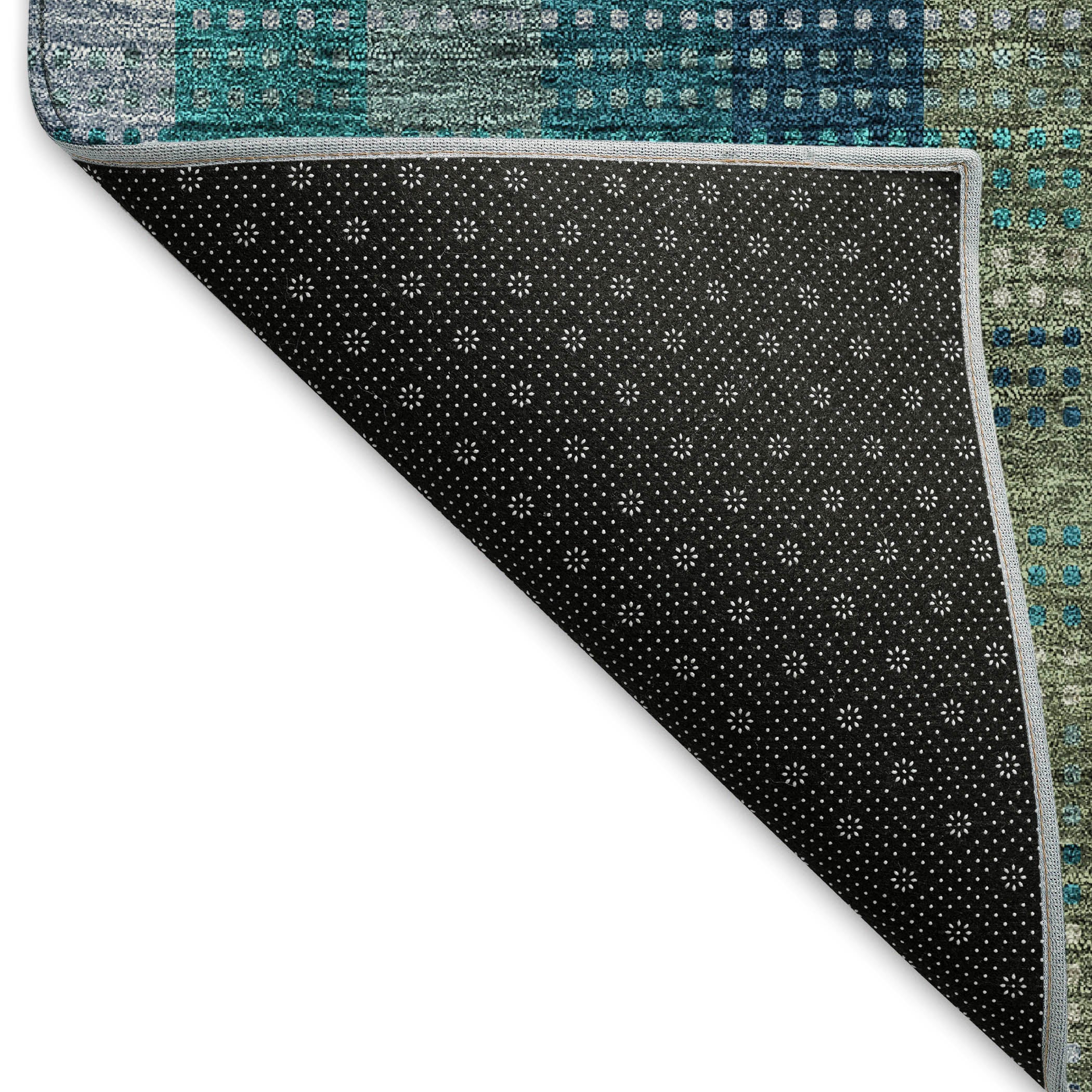 Lisbon Machine Washable Transitional Teal Rug 1'8" x 2'6" #shape_Rectangle