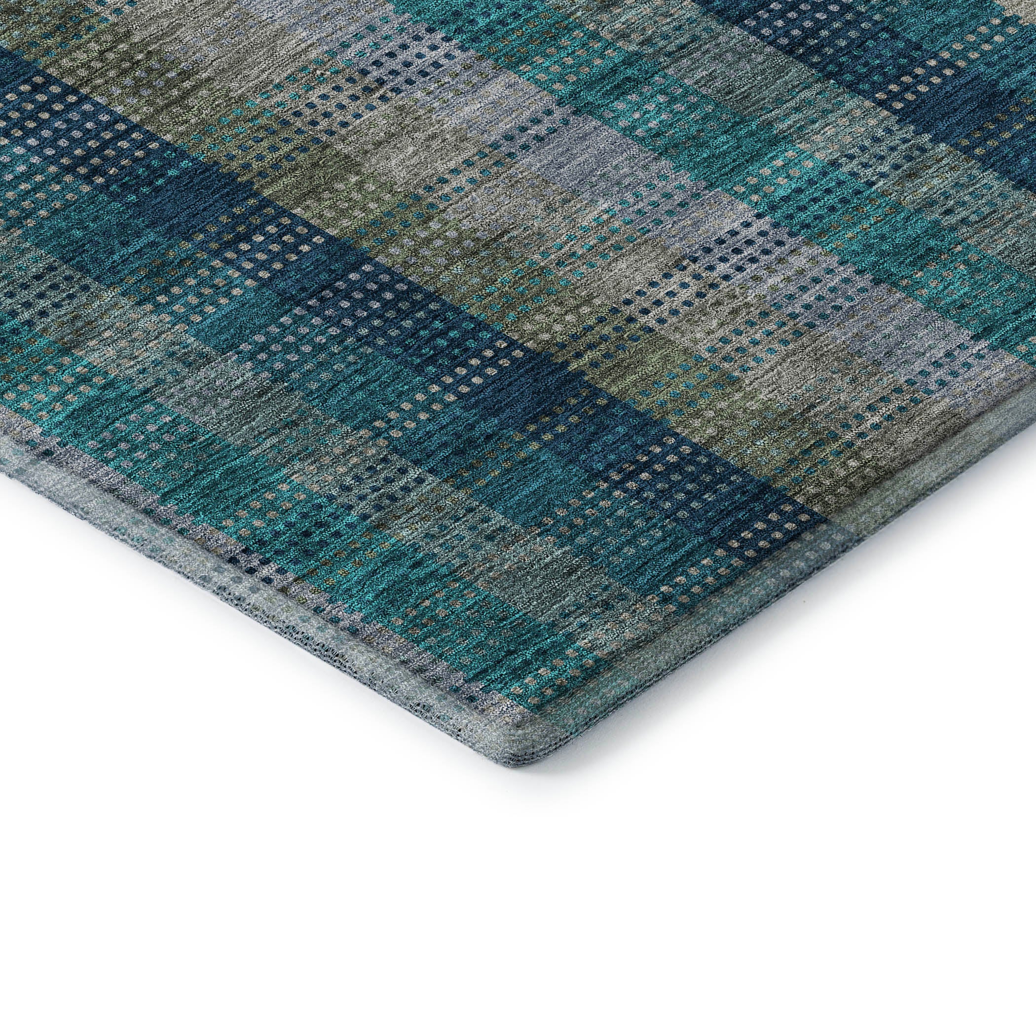 Lisbon Machine Washable Transitional Teal Rug 1'8" x 2'6" #shape_Rectangle