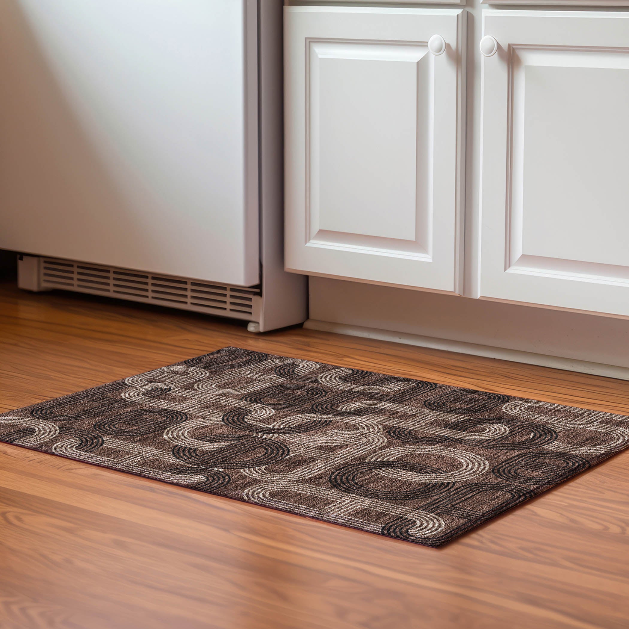 Bruges Machine Washable Transitional Chocolate Brown Rug 1'8" x 2'6" #shape_Rectangle
