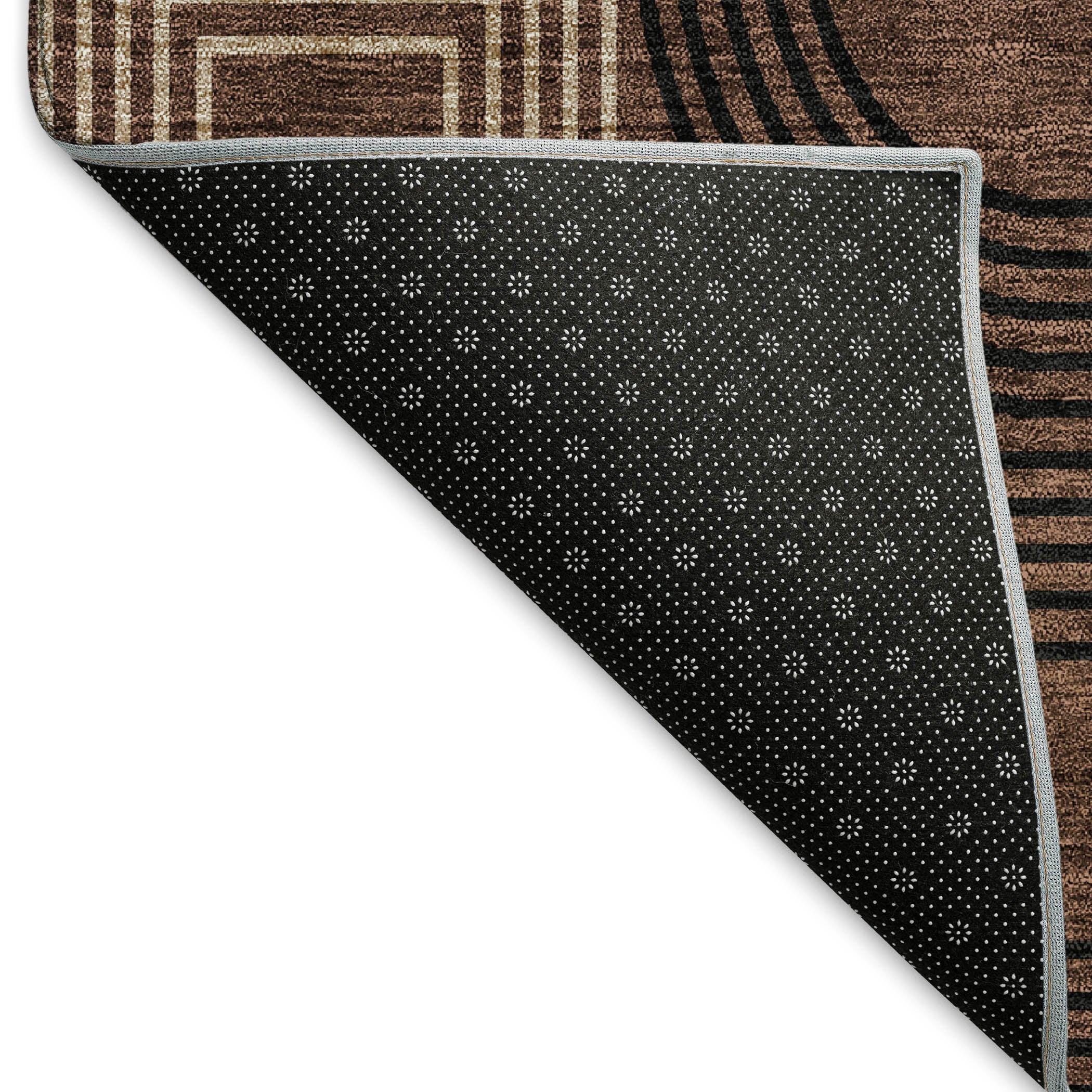 Bruges Machine Washable Transitional Chocolate Brown Rug 1'8" x 2'6" #shape_Rectangle