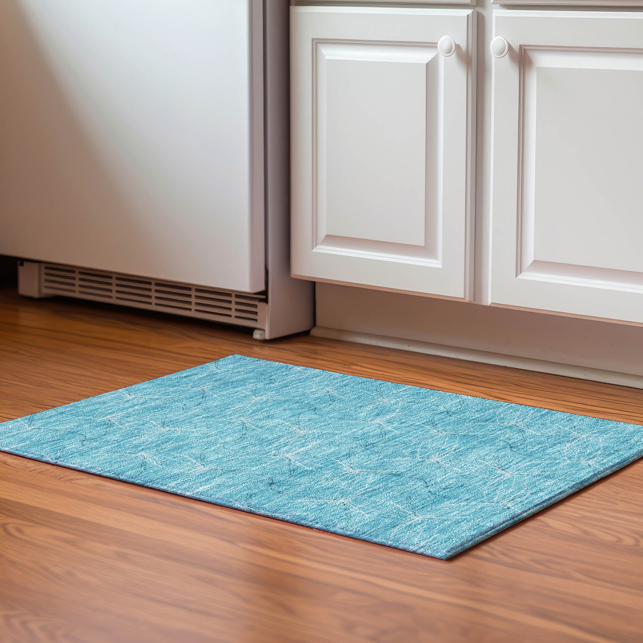 Bangkok Machine Washable Transitional Aqua Teal Rug 1'8" x 2'6" #shape_Rectangle