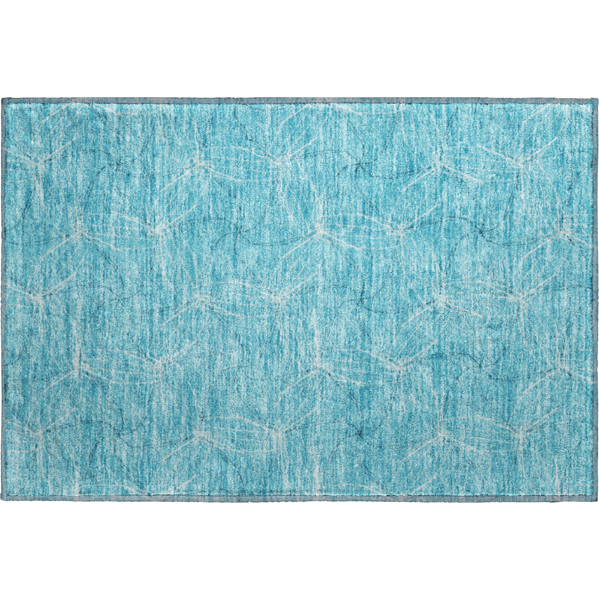 Bangkok Machine Washable Transitional Aqua Teal Rug 1'8" x 2'6" #shape_Rectangle