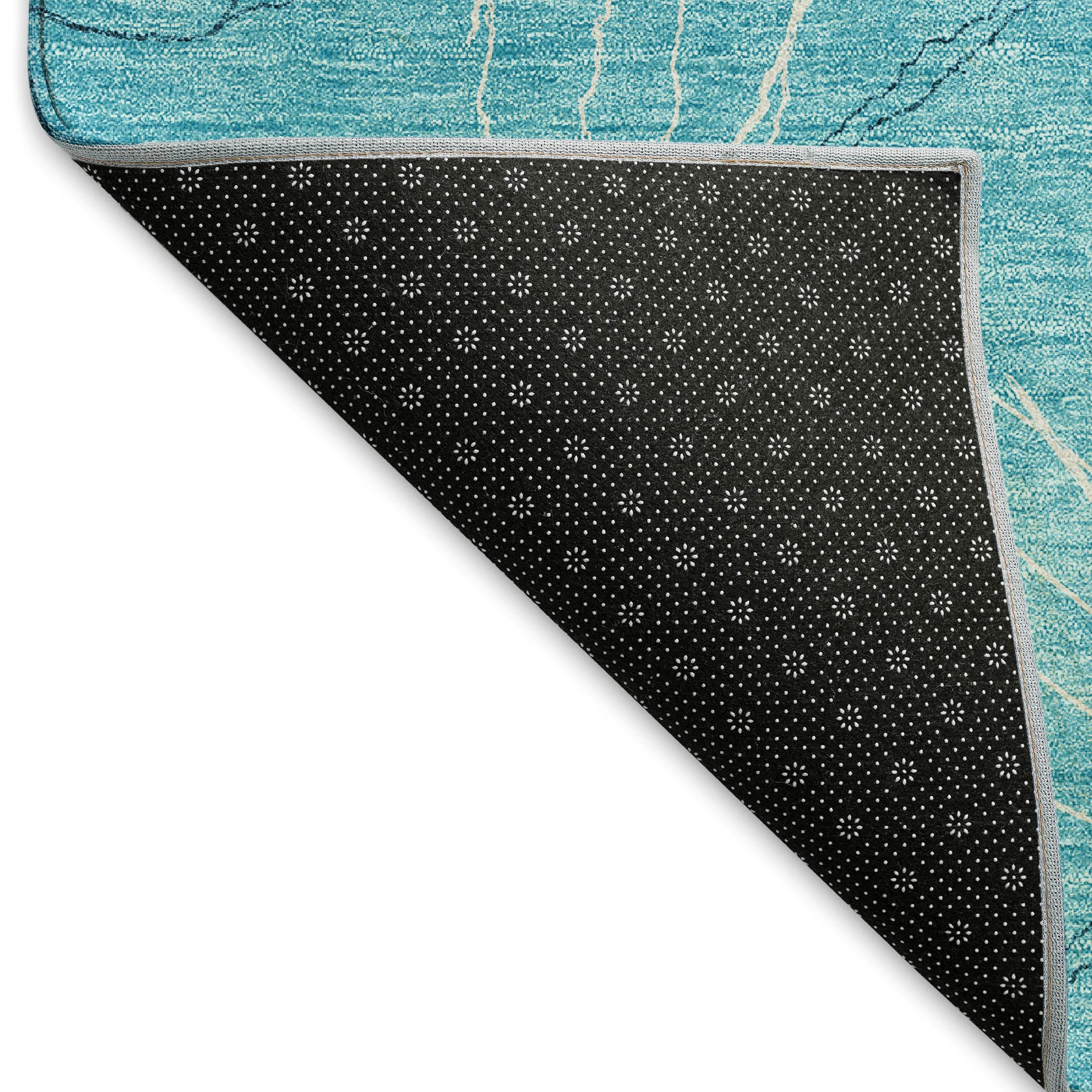 Bangkok Machine Washable Transitional Aqua Teal Rug 1'8" x 2'6" #shape_Rectangle