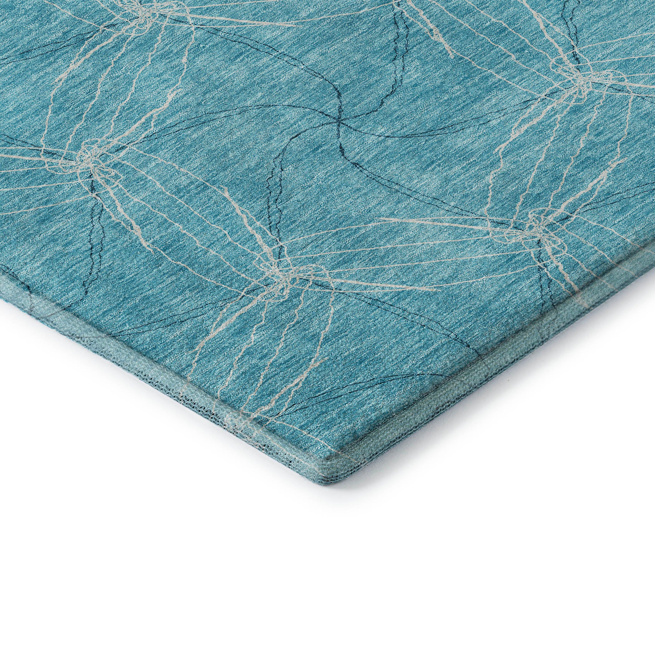 Bangkok Machine Washable Transitional Aqua Teal Rug 1'8" x 2'6" #shape_Rectangle