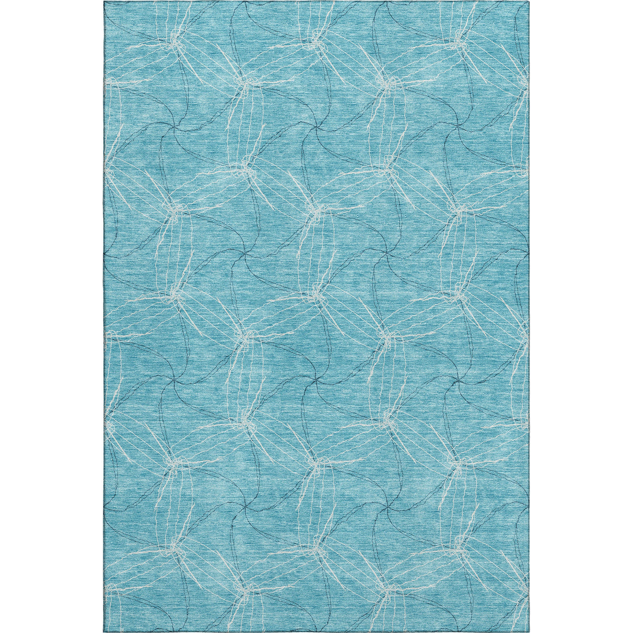 Bangkok Machine Washable Transitional Aqua Teal Rug 2'6" x 3'10" #shape_Rectangle