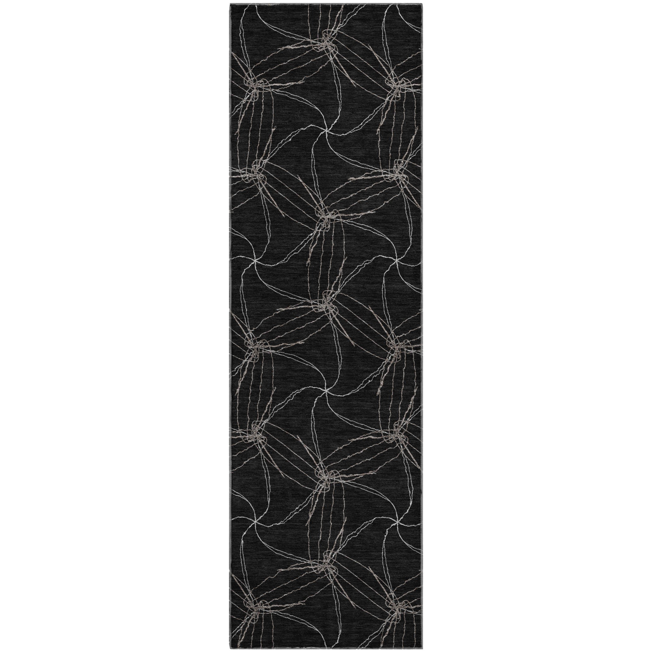 Bangkok Machine Washable Transitional Black Rug 2'3" x 7'6" #shape_Runner