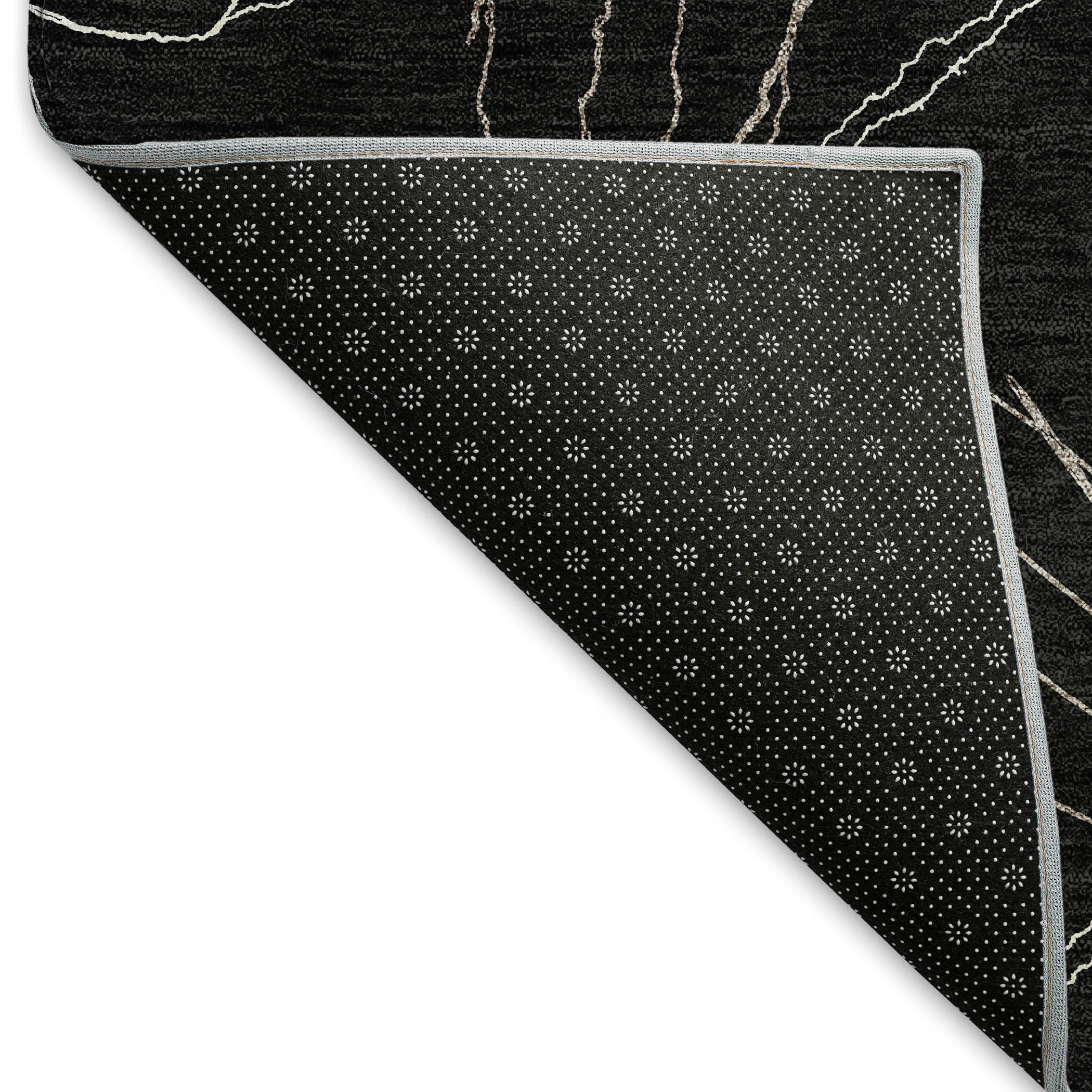 Bangkok Machine Washable Transitional Black Rug 1'8" x 2'6" #shape_Rectangle