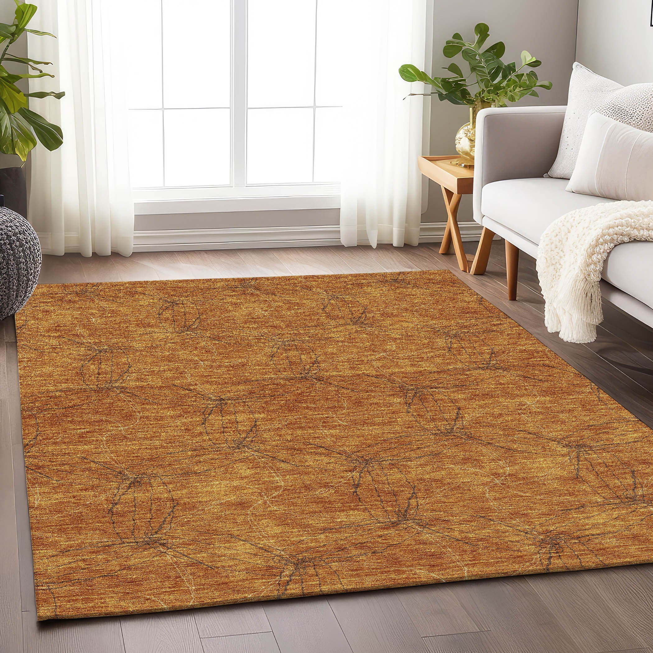 Bangkok Machine Washable Transitional Copper Orange Rug 2'6" x 3'10" #shape_Rectangle