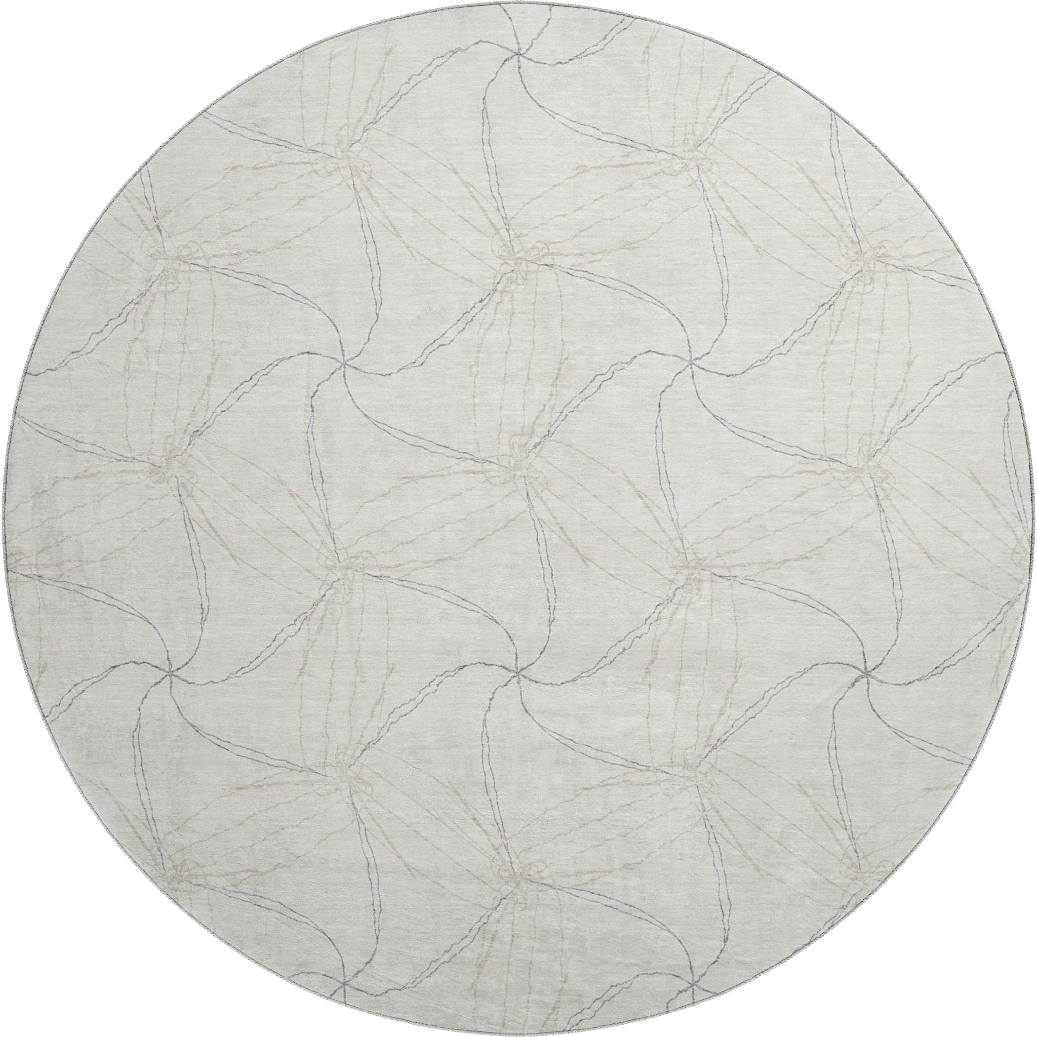 Bangkok Machine Washable Transitional Ivory Rug 8' x 8' #shape_Round
