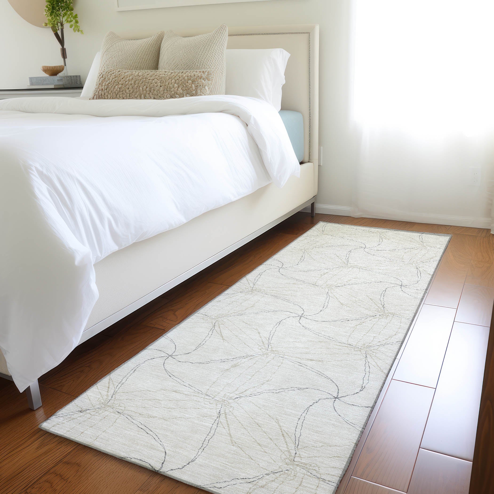 Bangkok Machine Washable Transitional Ivory Rug 2'3" x 7'6" #shape_Runner