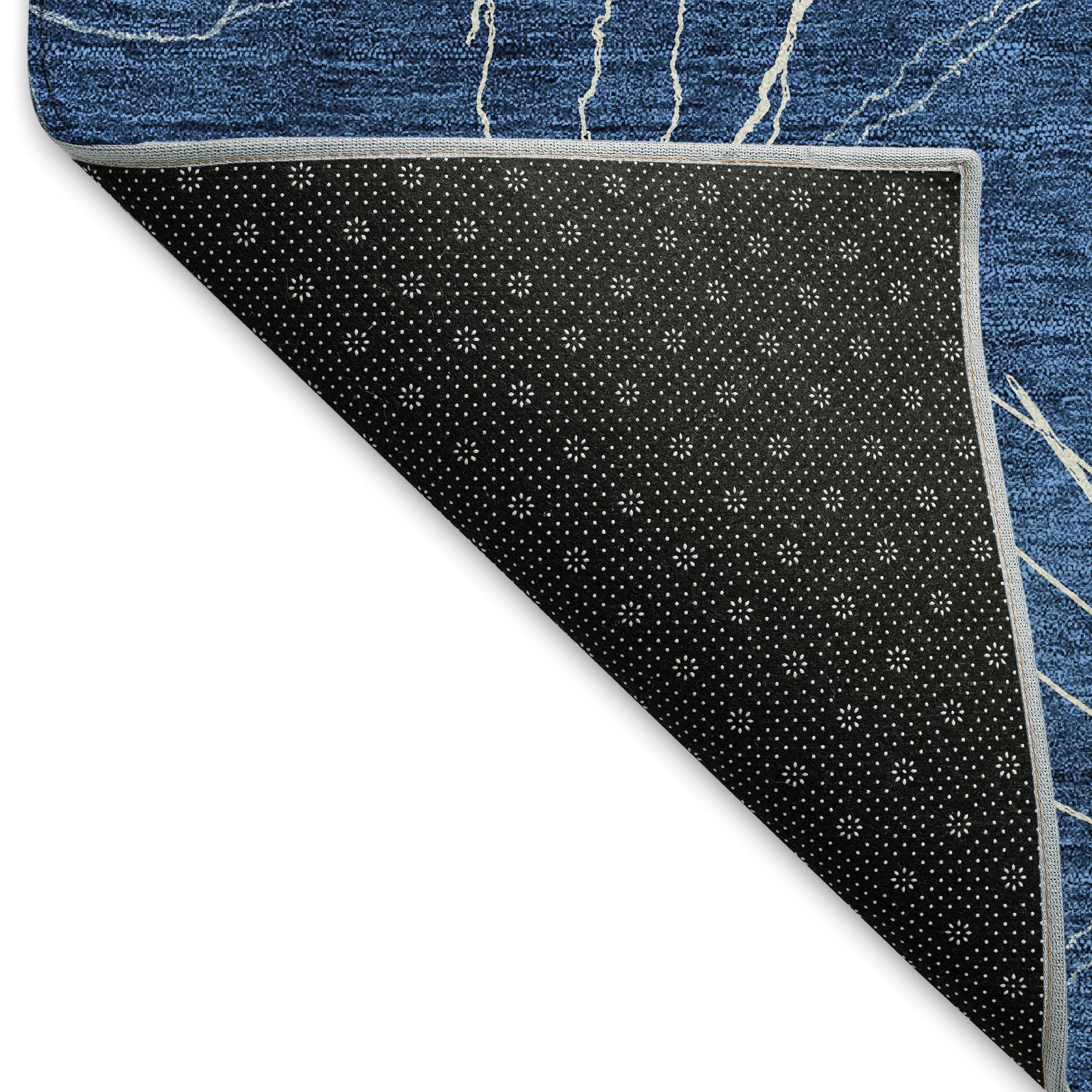 Bangkok Machine Washable Transitional Navy Blue Rug 1'8" x 2'6" #shape_Rectangle
