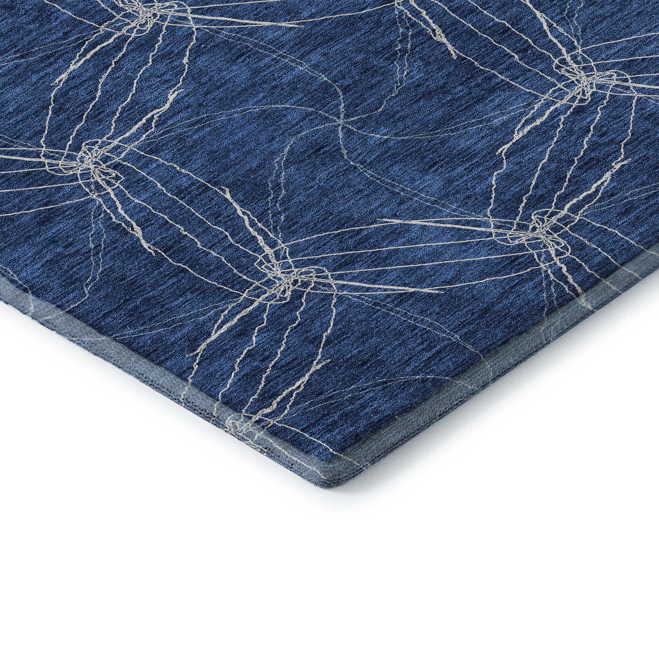 Bangkok Machine Washable Transitional Navy Blue Rug 1'8" x 2'6" #shape_Rectangle