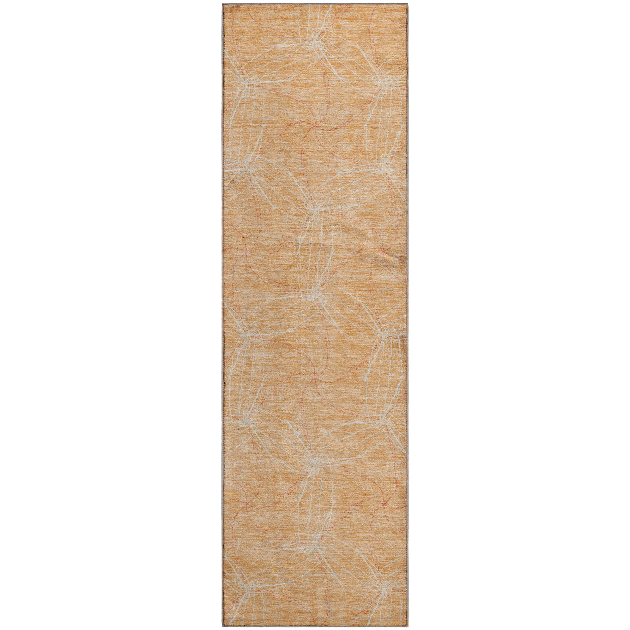 Bangkok Machine Washable Transitional Peach Orange Rug 2'3" x 7'6" #shape_Runner