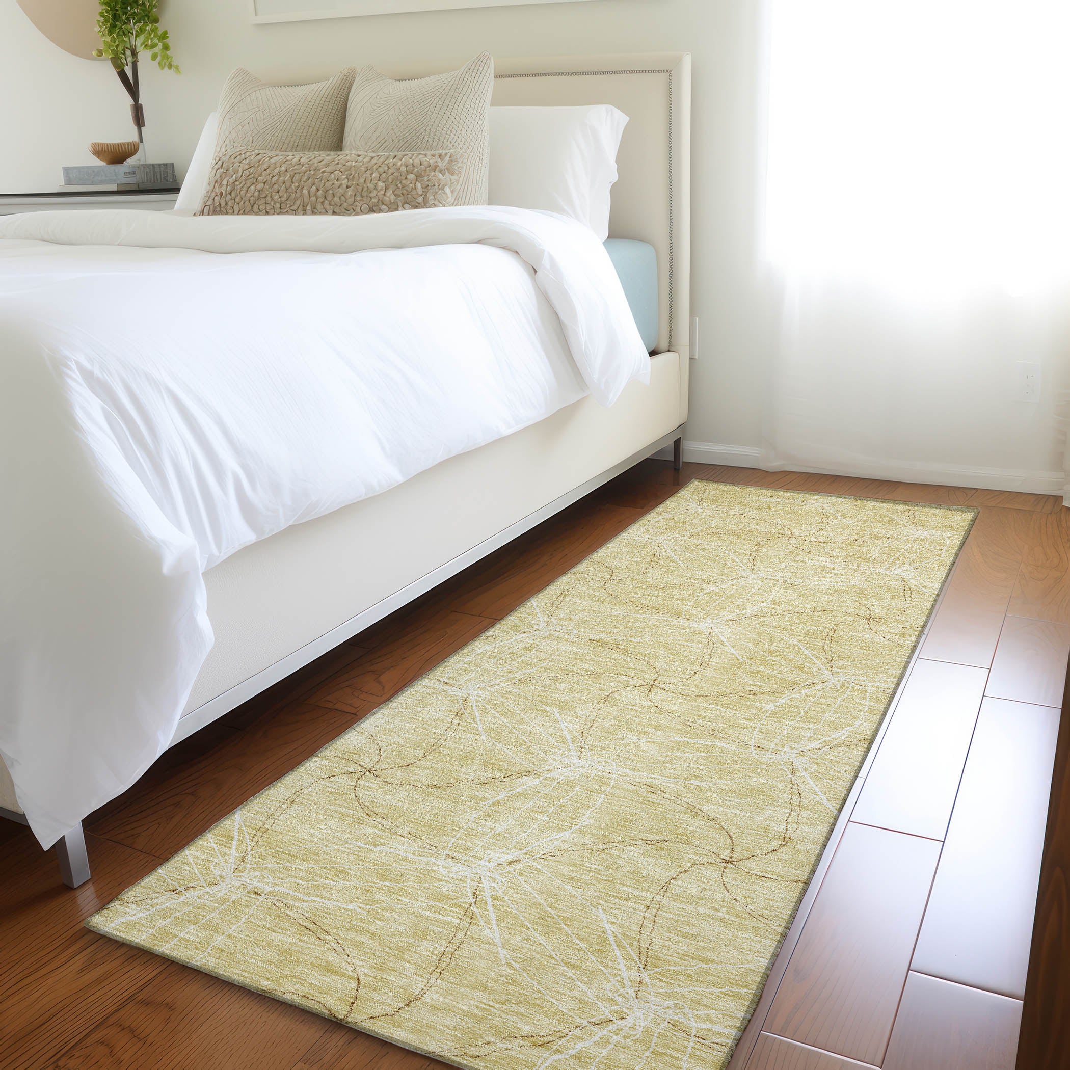 Bangkok Machine Washable Transitional Wheat Gold Rug 2'3" x 7'6" #shape_Runner