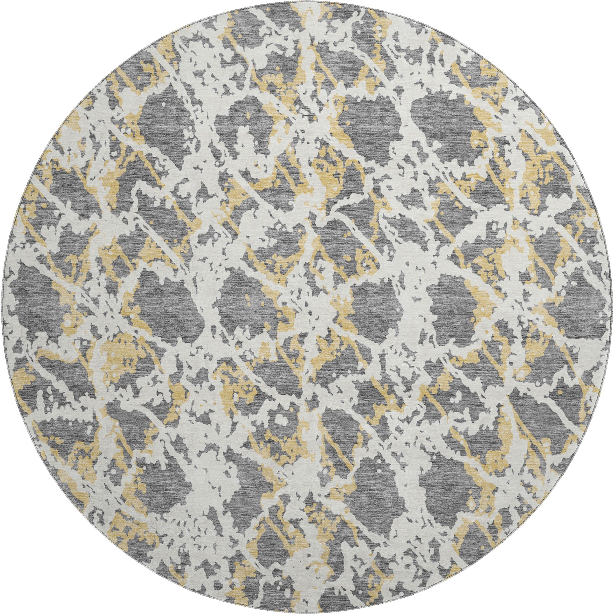 Bern Machine Washable Transitional Gray Rug 8' x 8' #shape_Round