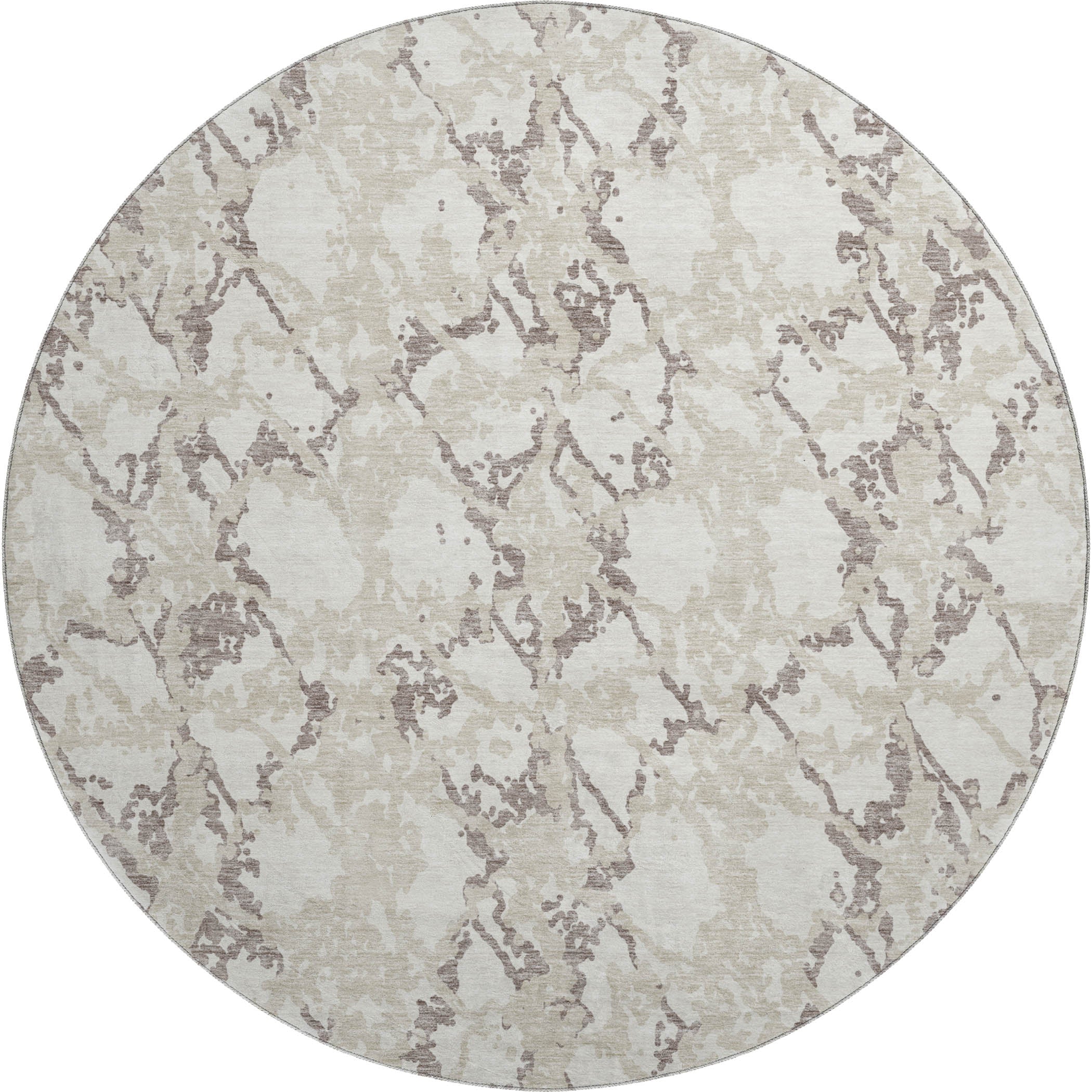 Bern Machine Washable Transitional Ivory Rug 8' x 8' #shape_Round